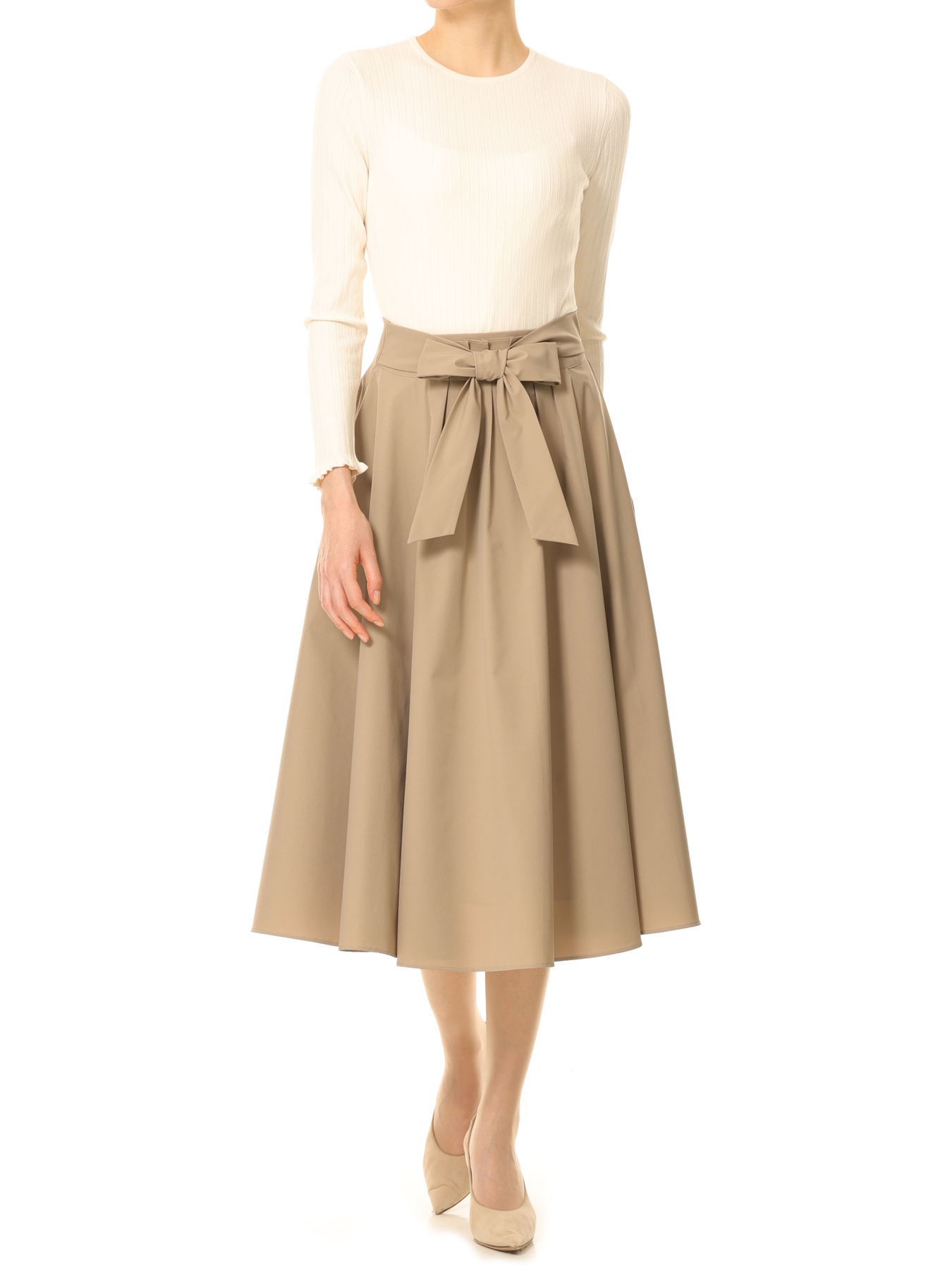 ツイルリボンデザインフレアスカート|公式通販｜m-i-d e-shopping