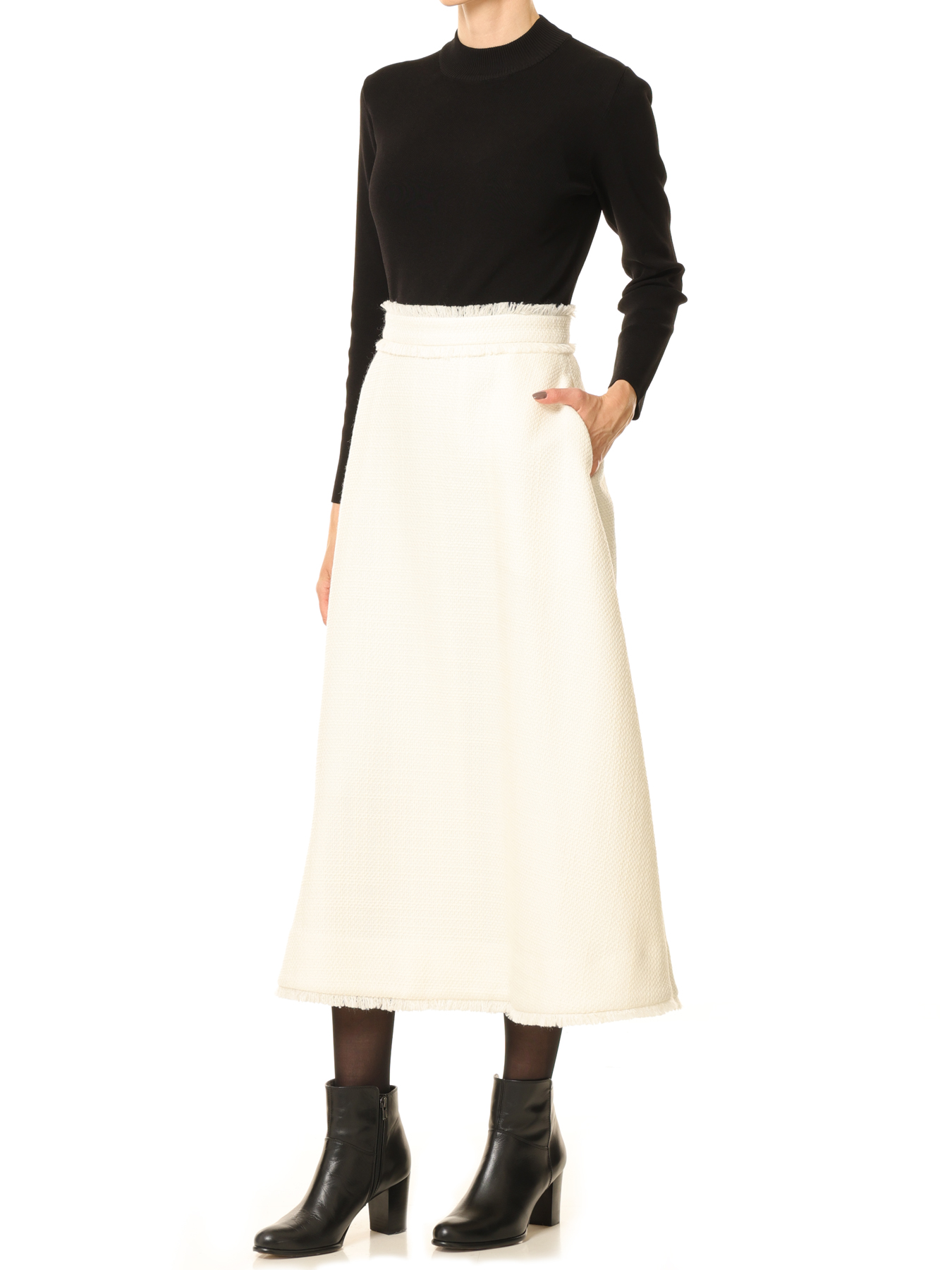 ツイードフリンジアレンジロングスカート|公式通販｜m-i-d e-shopping