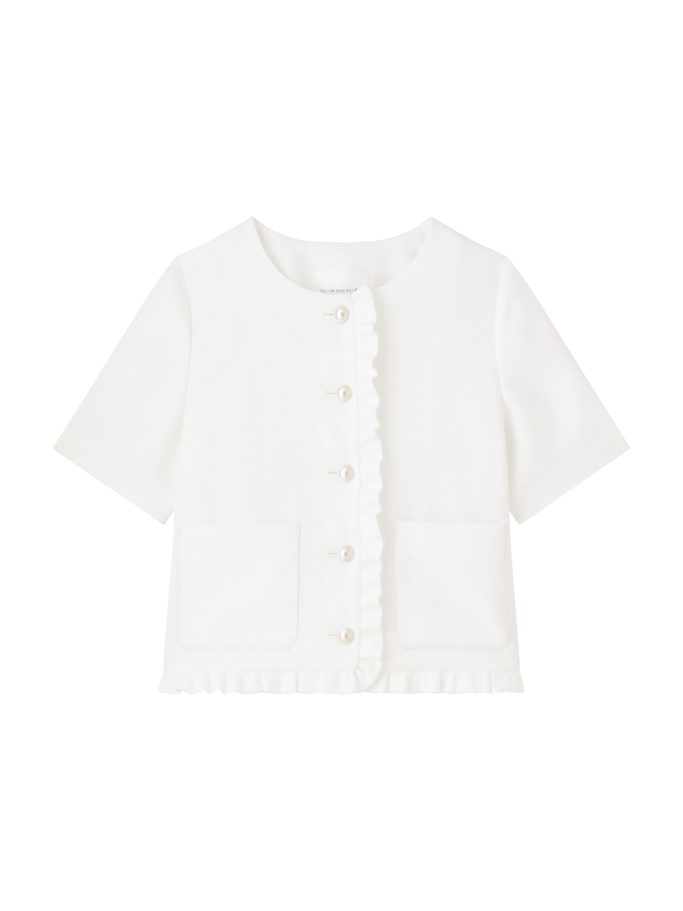 リネンライクフリルデザイン半袖ジャケット