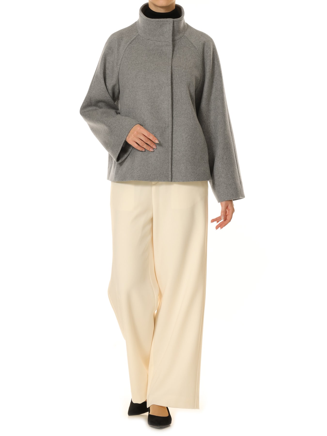 カシミヤ混ライトリバーハイネックショートコート