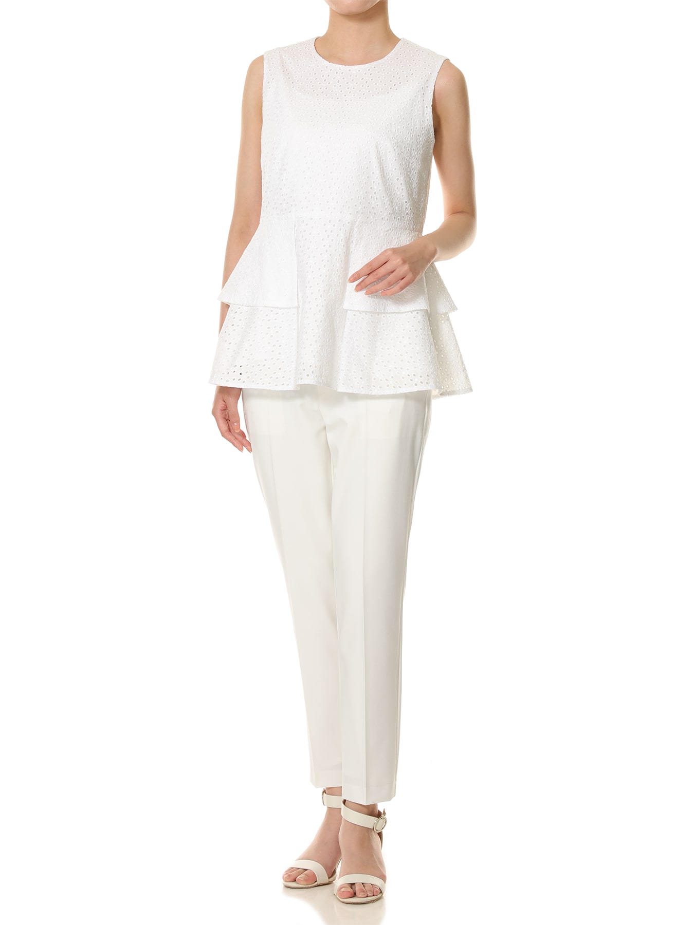 ローンレースペプラムブラウス