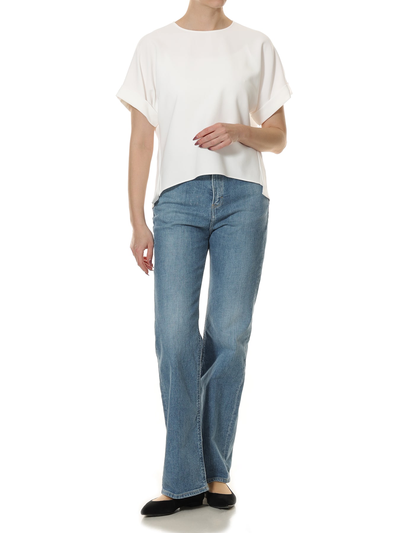 ダブルクロスロールアップスリーブブラウス