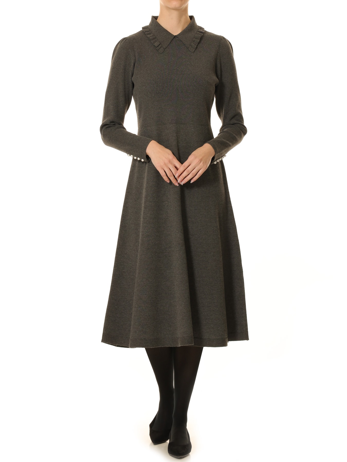 フリルカラーニットワンピース