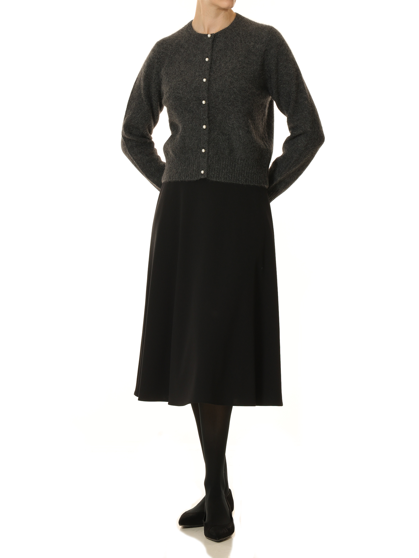 パールボタンファーニットカーディガン