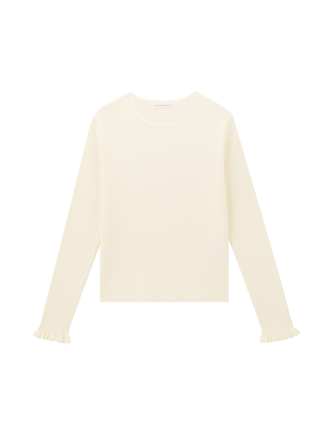 フリルスリーブリブニットプルオーバー