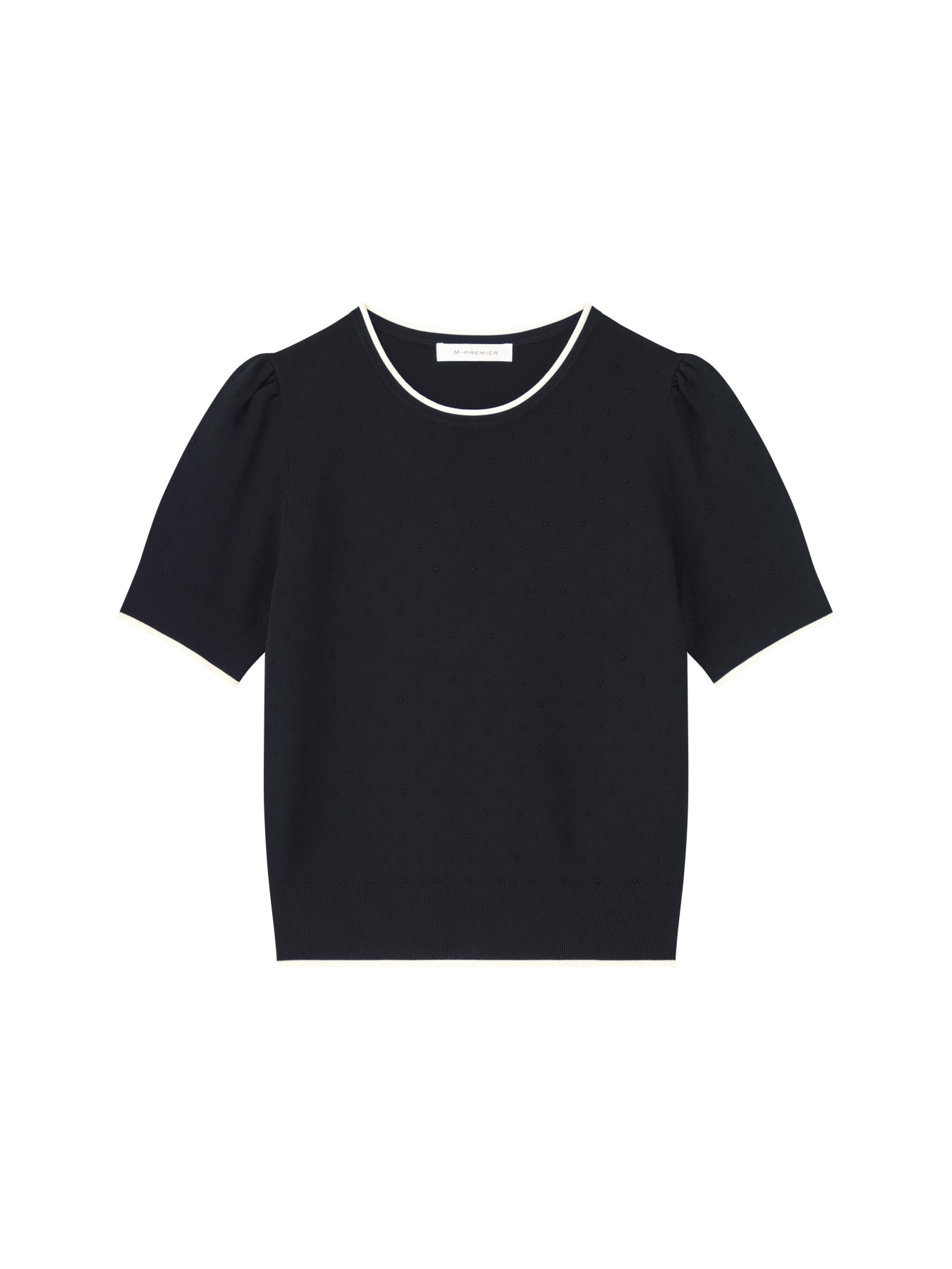 ドット編みパフスリーブニットプルオーバー