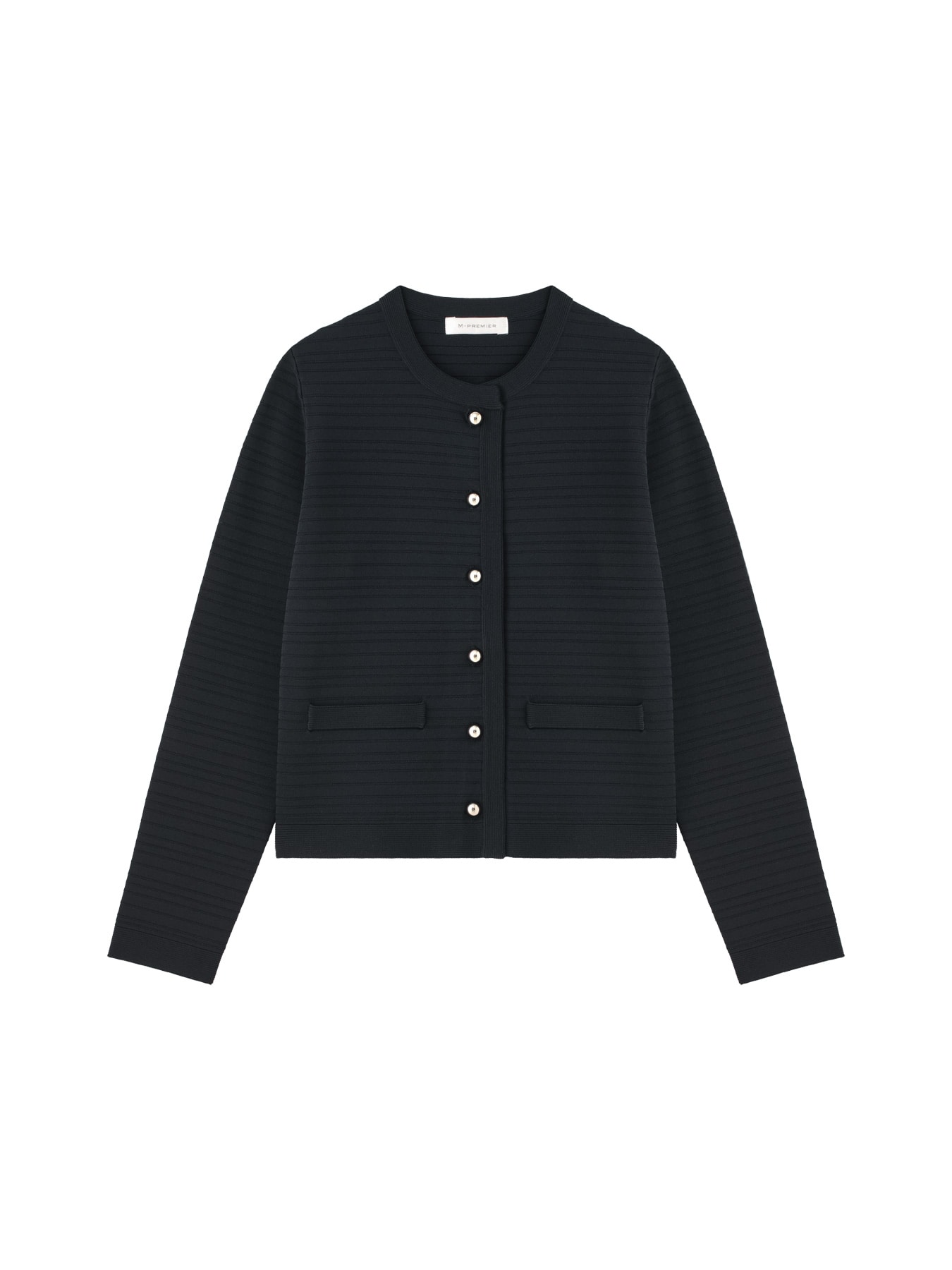 メタルボタンボーダーニットカーディガン