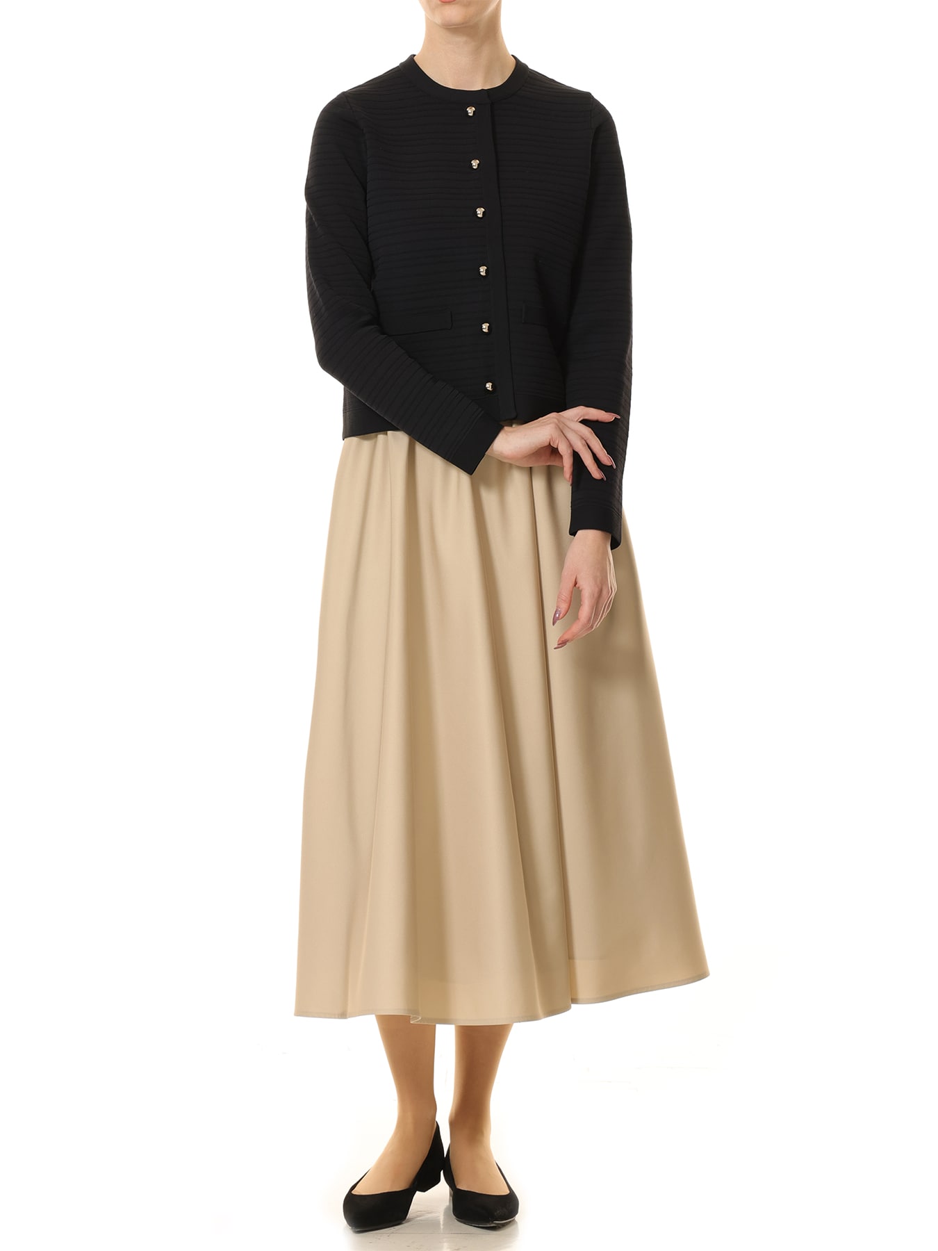 メタルボタンボーダーニットカーディガン