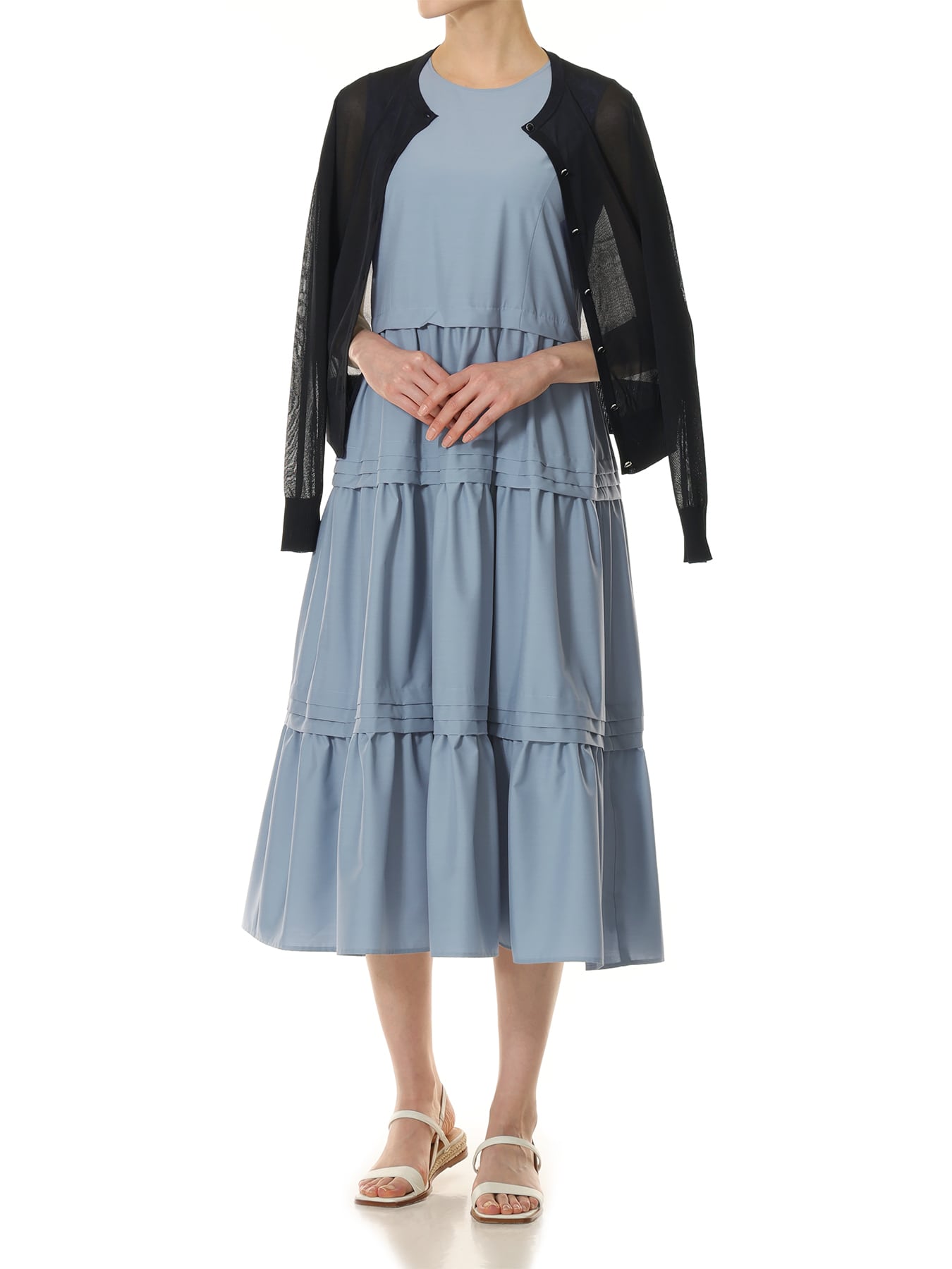 クルーネックシアーニットカーディガン