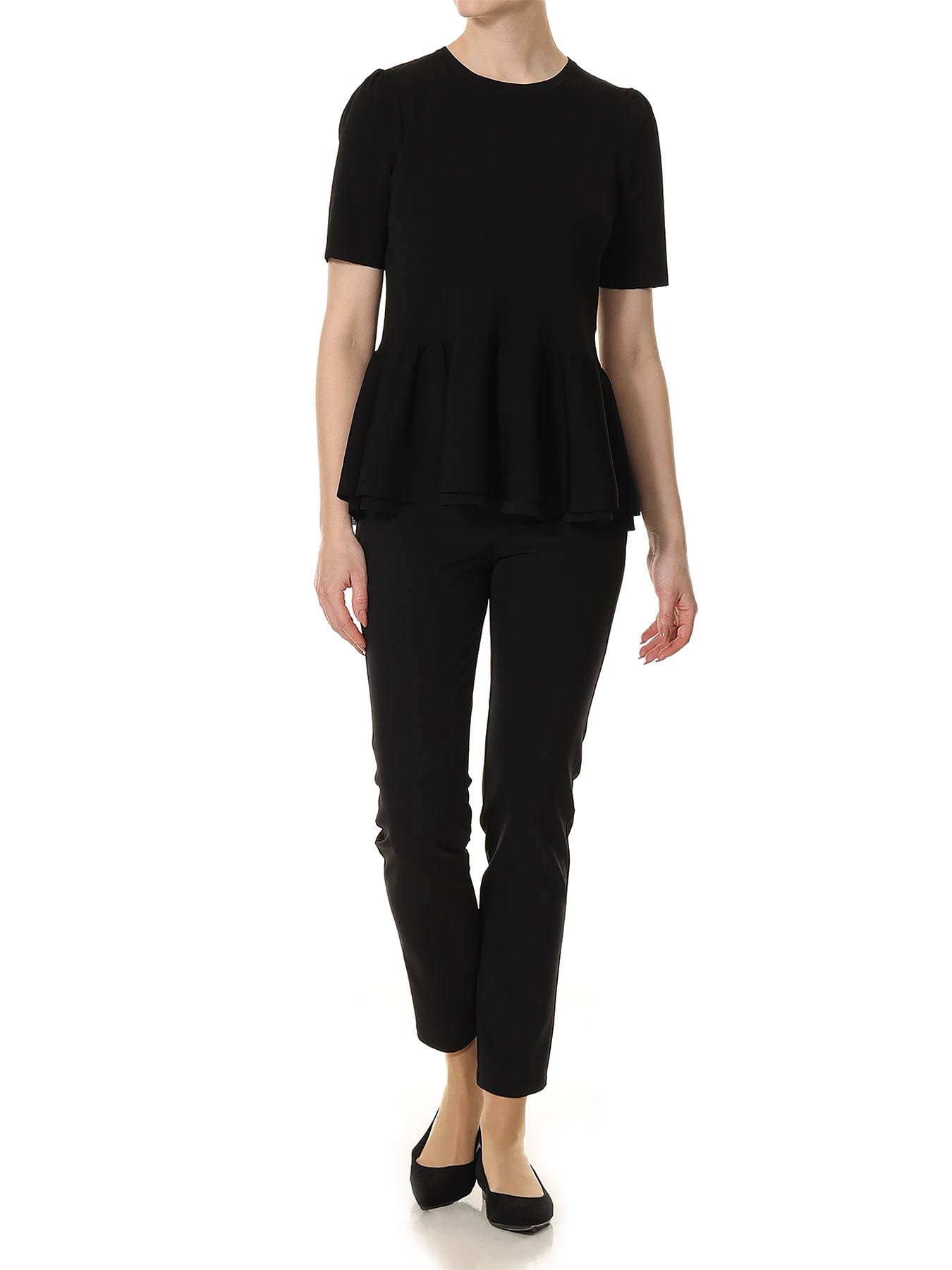 チュールデザインペプラムニットプルオーバー