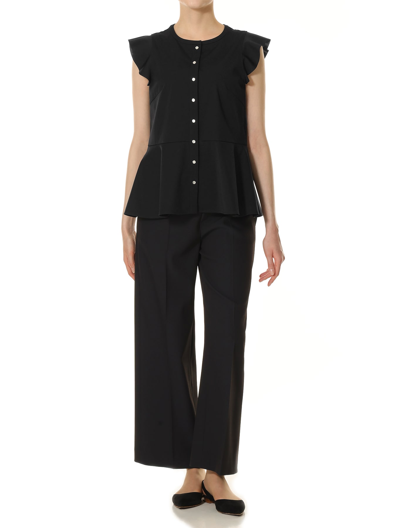 フリルスリーブペプラムカットソー