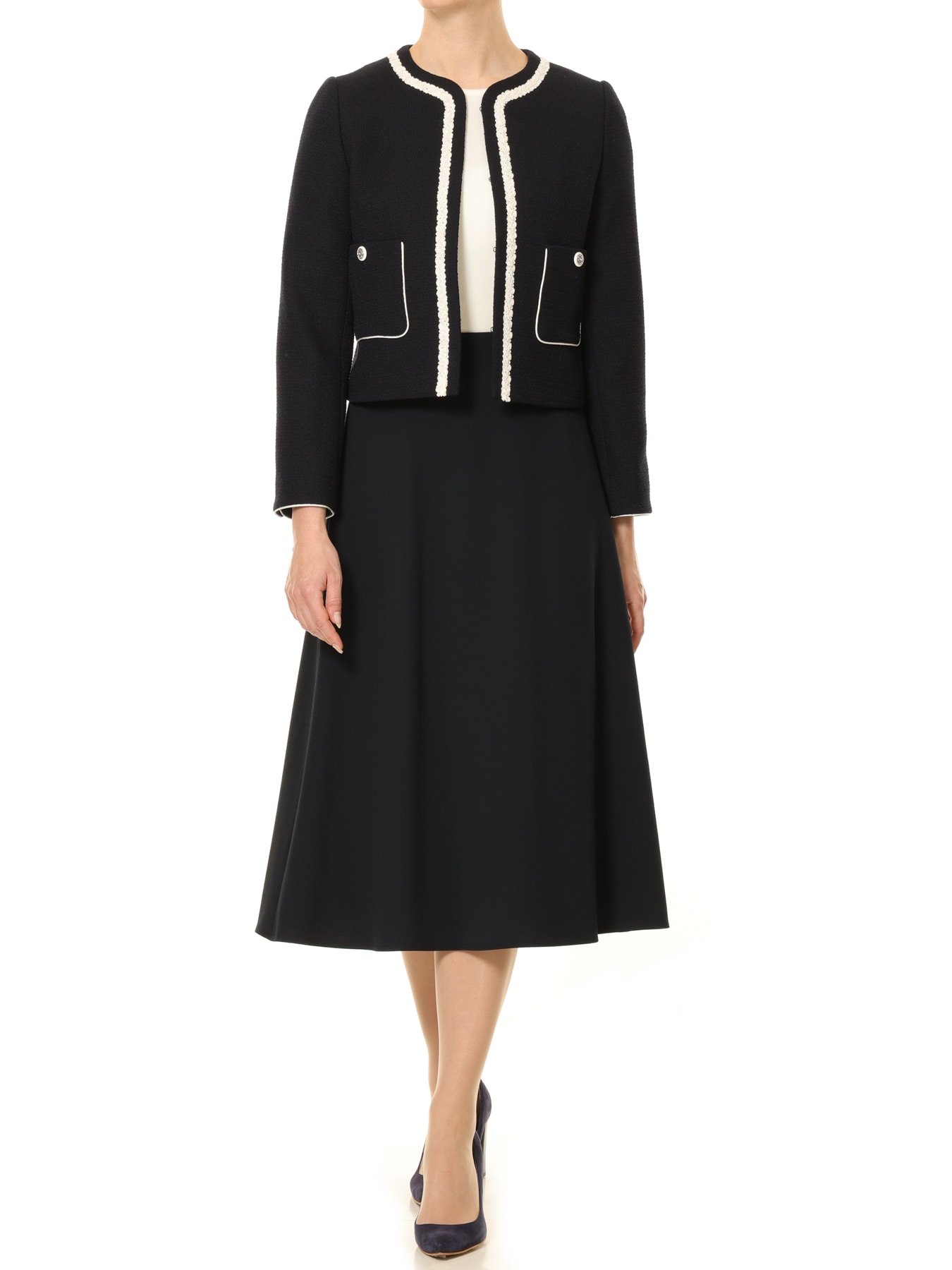 ブレードパイピングノーカラージャケット