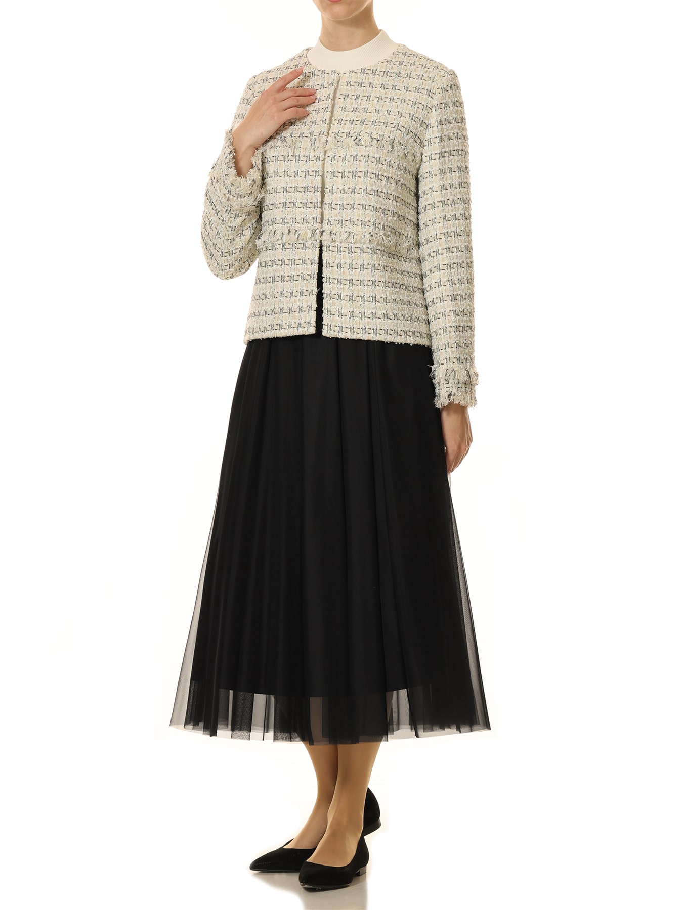 LINTONツイードフリンジジャケット