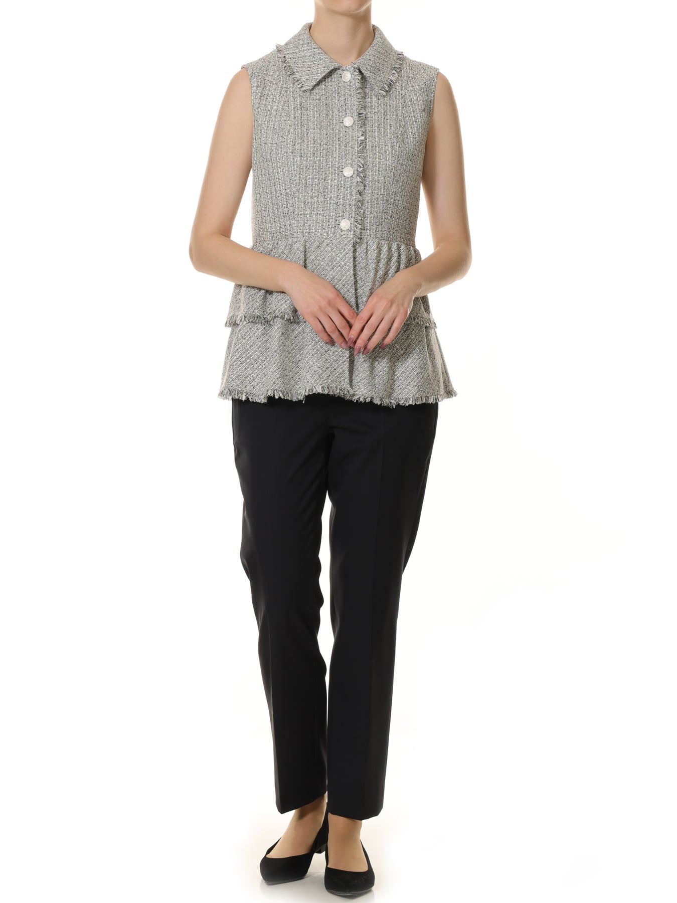 ティアードペプラムツイードジレ