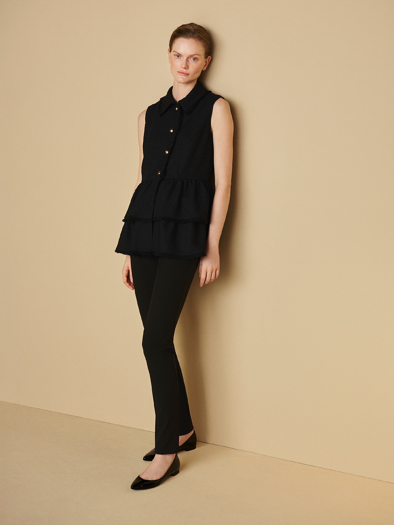 ティアードペプラムツイードジレ