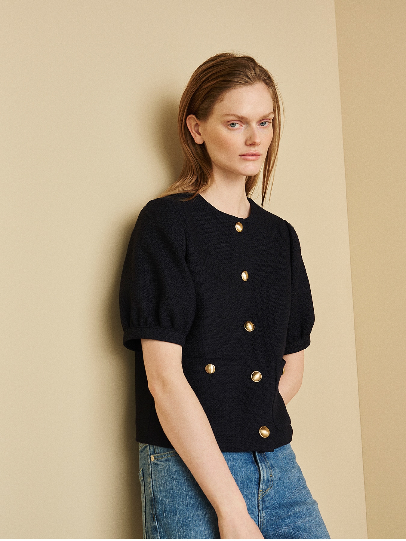 パフスリーブツイードジャケット