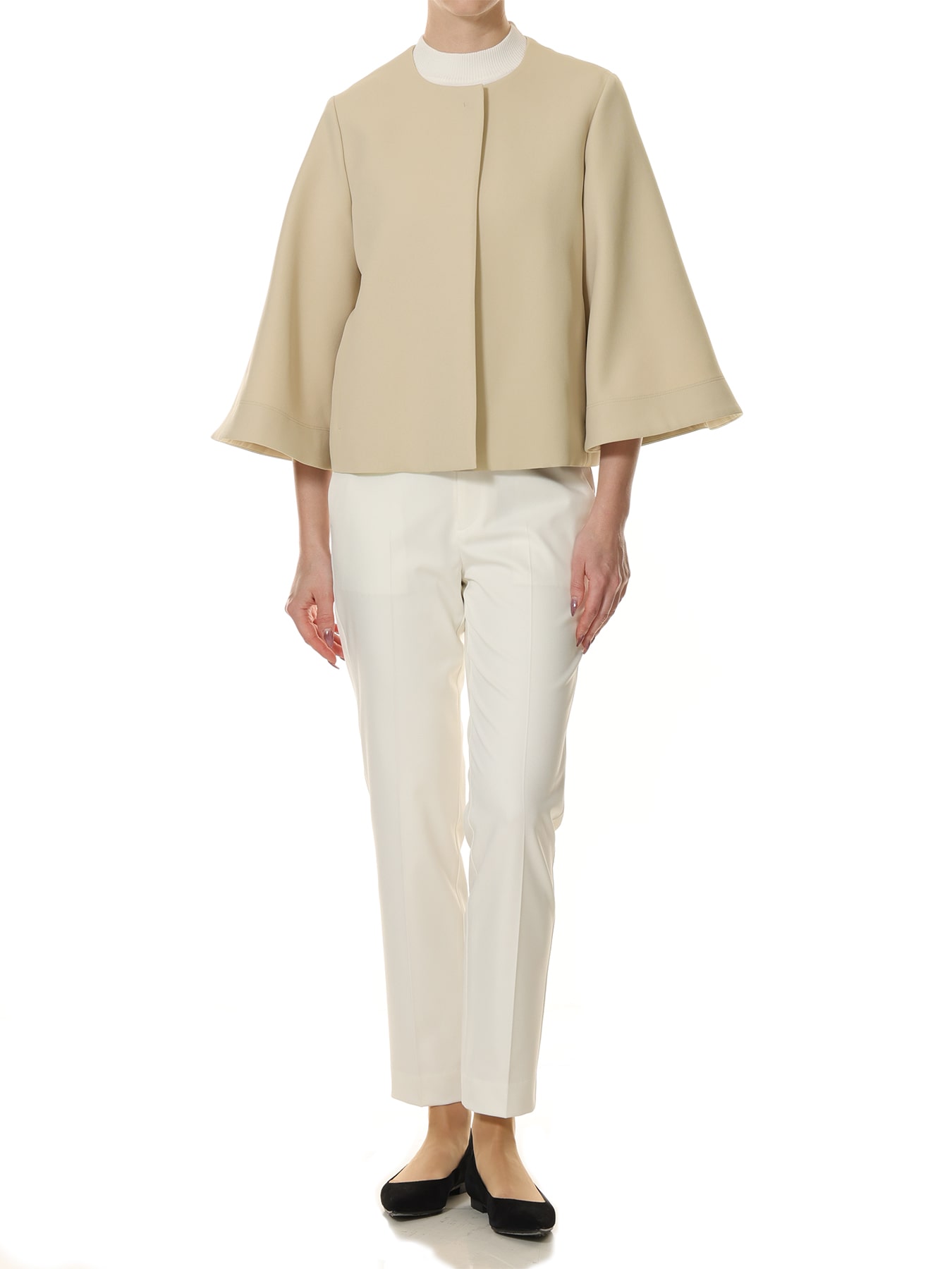 ダブルクロスノーカラーショートコート