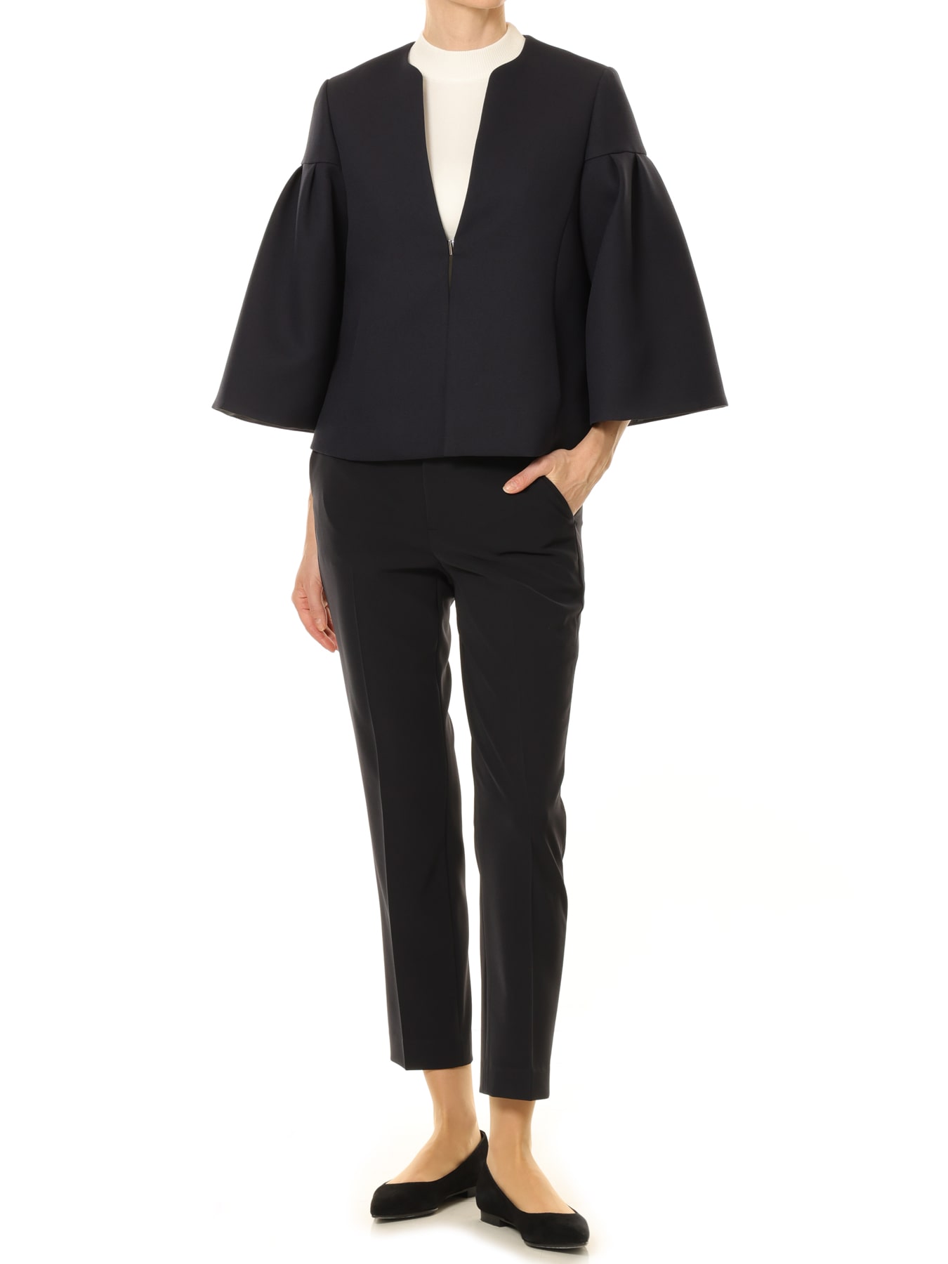 ジョーゼットボリュームタックスリーブショートコート