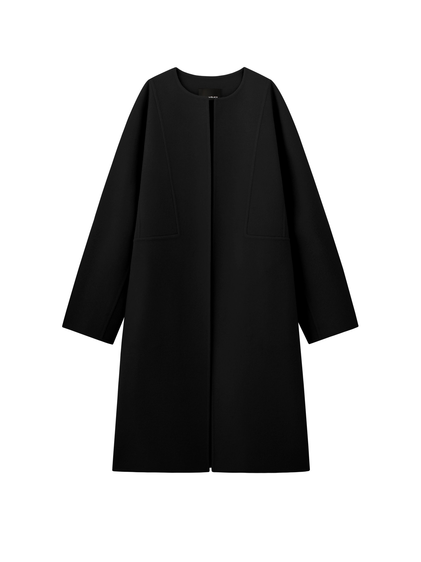 ウールリバーノーカラーロングコート