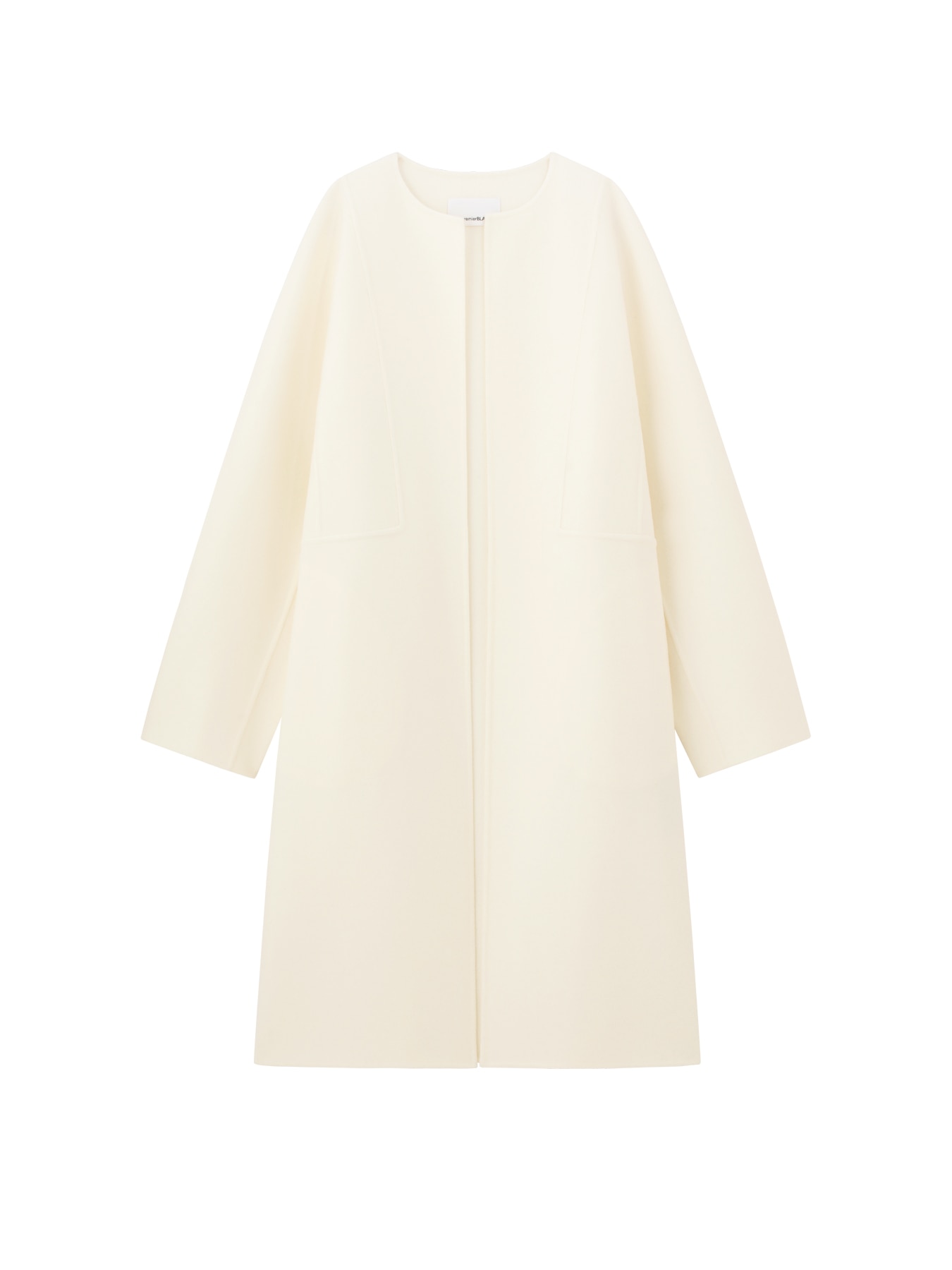 ウールリバーノーカラーロングコート