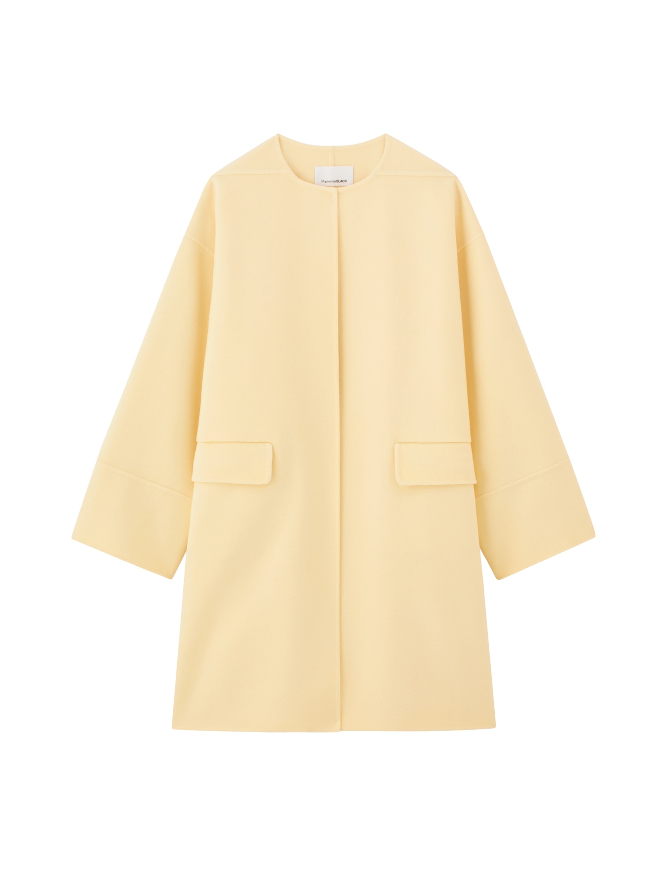 ウールリバーポケットノーカラーロングコート