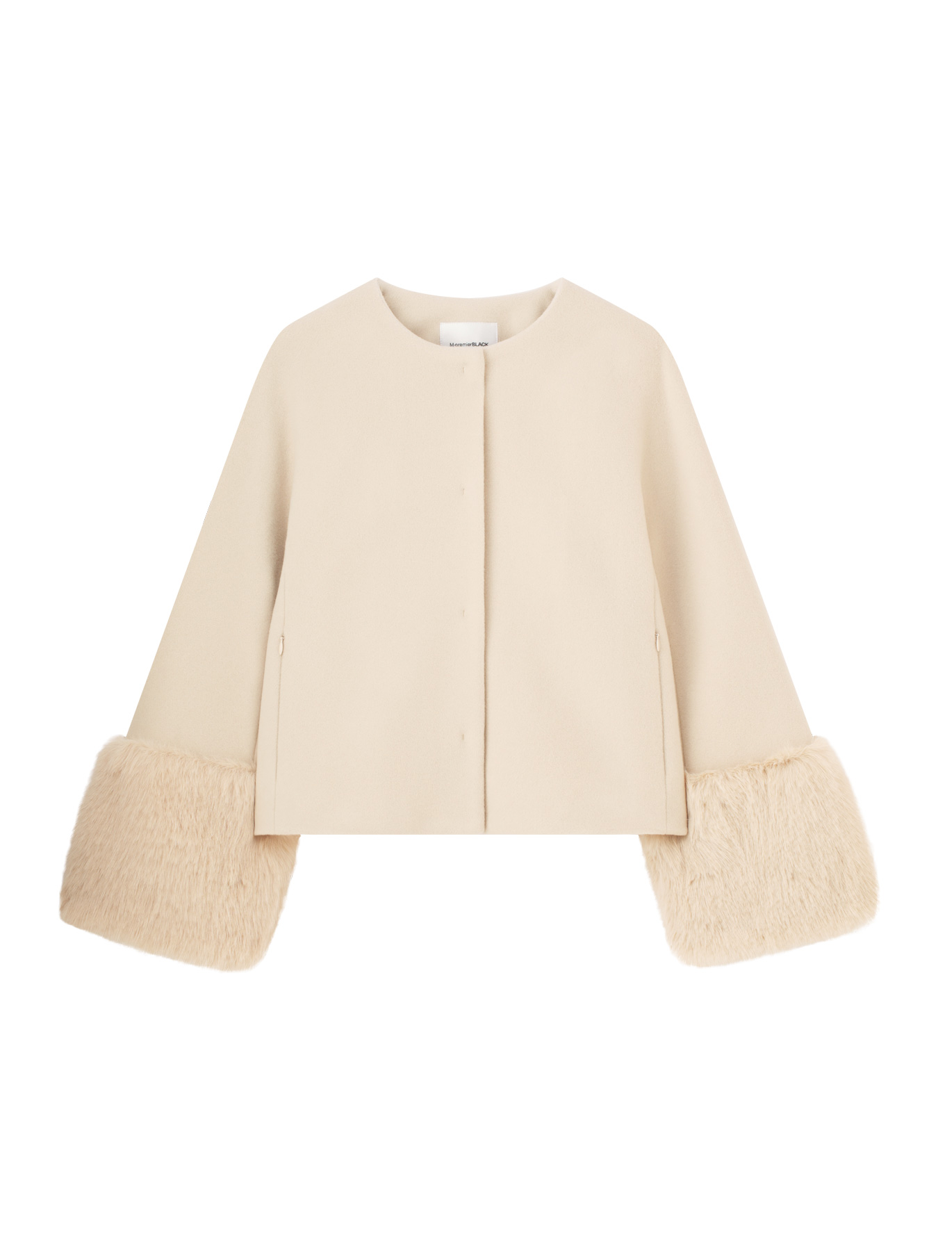 ファーカフスノーカラーショートコート