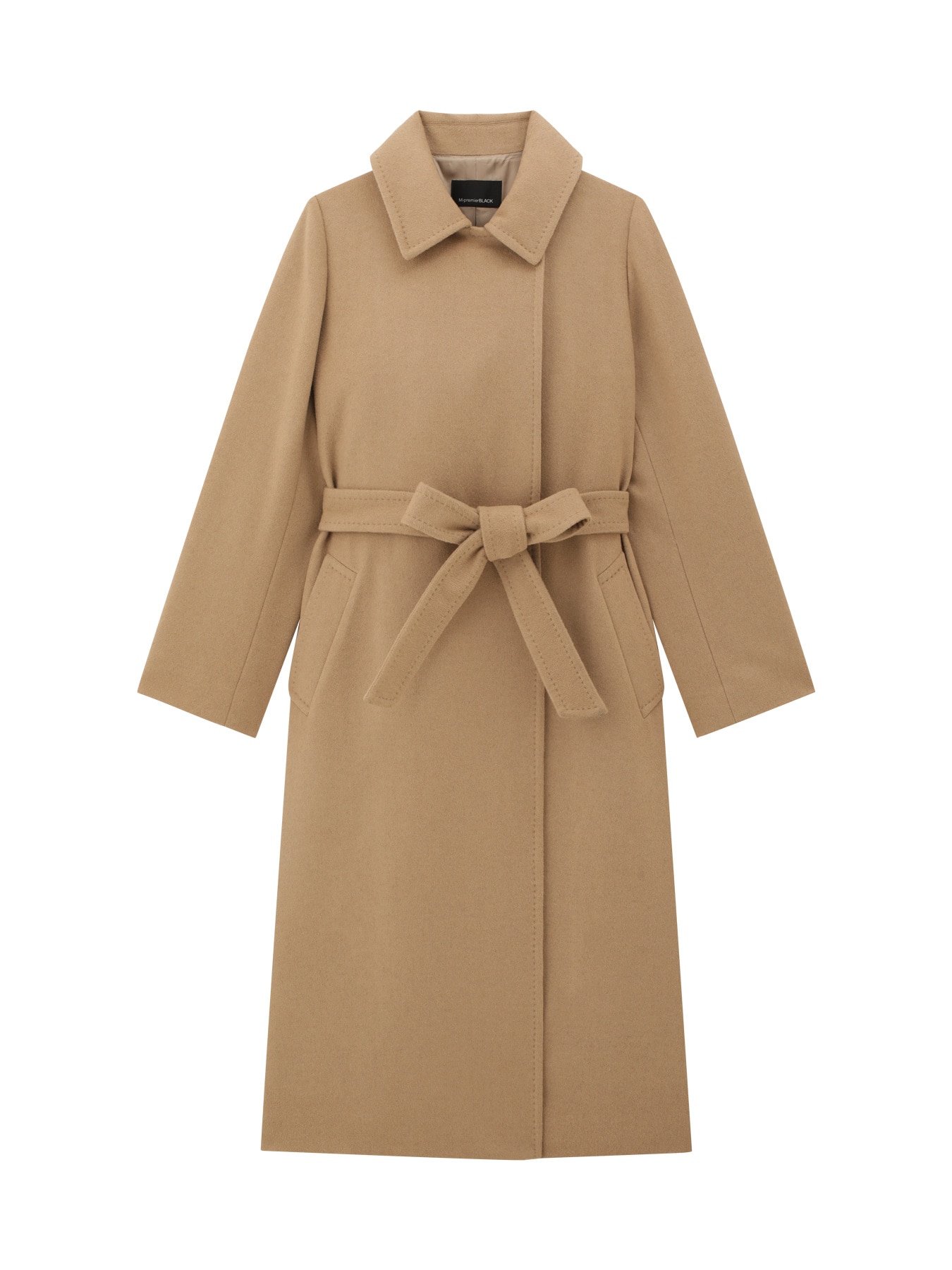 ウールカシミヤベルテッドロングコート