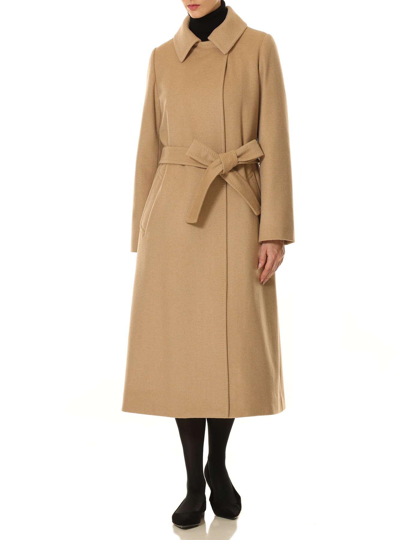 ウールカシミヤベルテッドロングコート