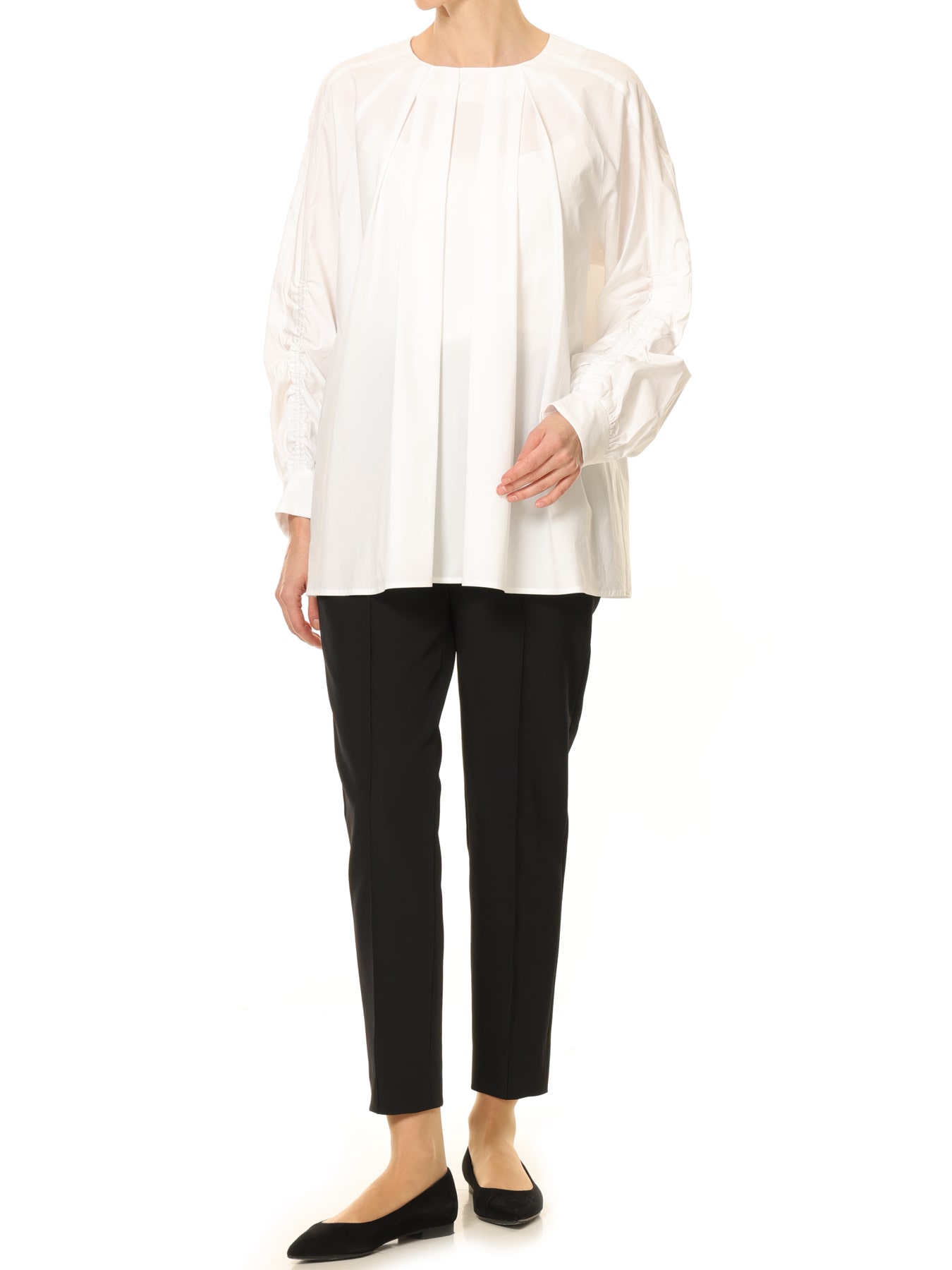 ストレッチブロードスリーブギャザーブラウス