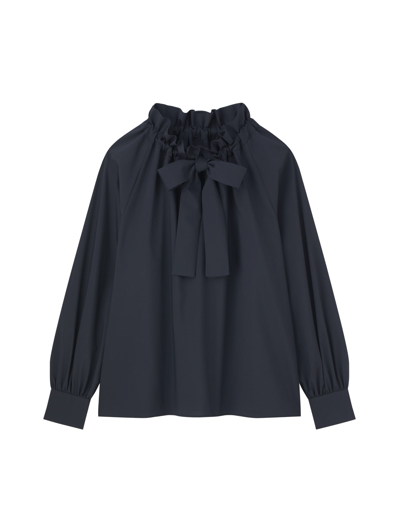 フリルネックボウタイリボンブラウス