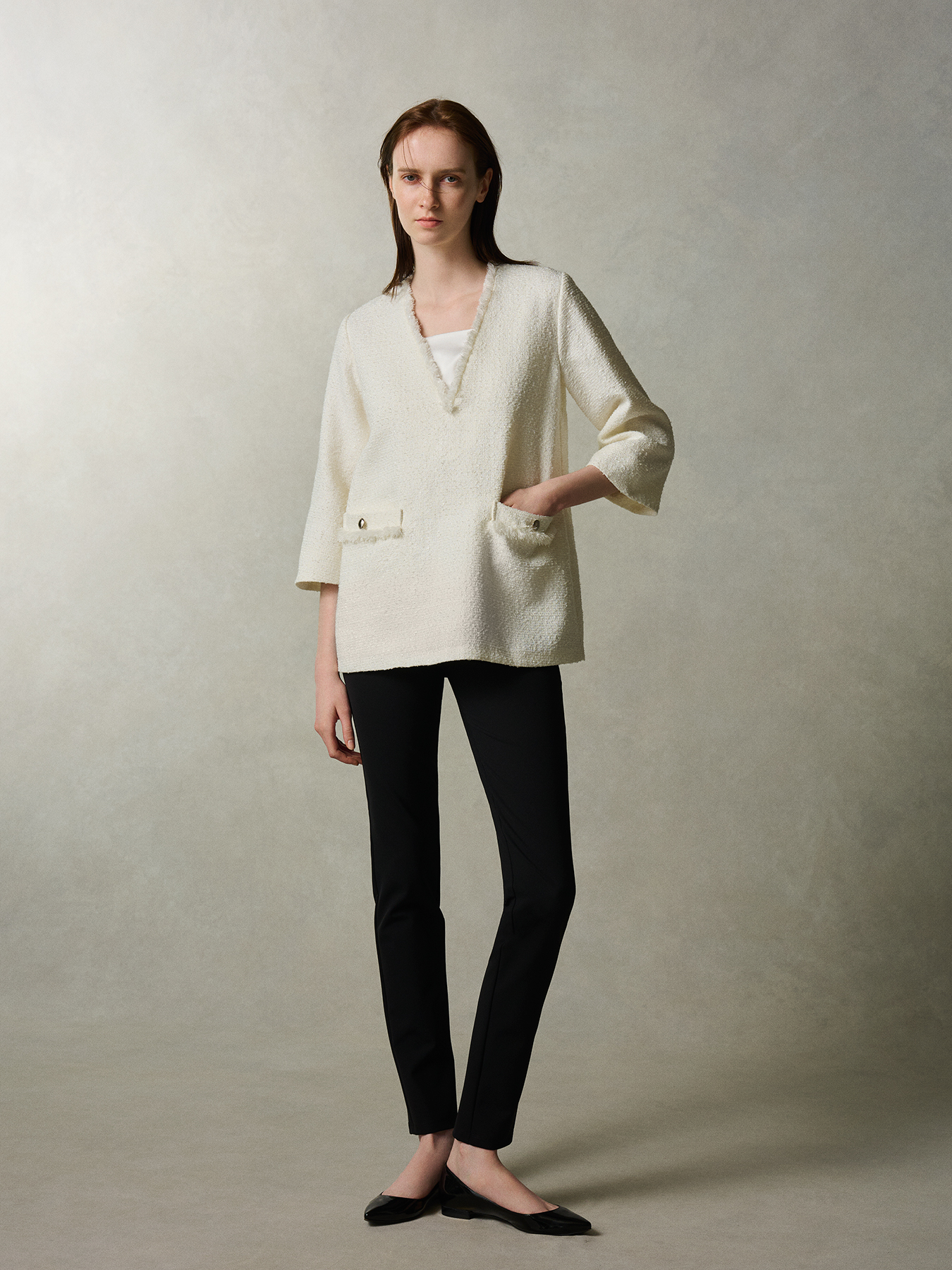 フリンジツイードプルオーバー