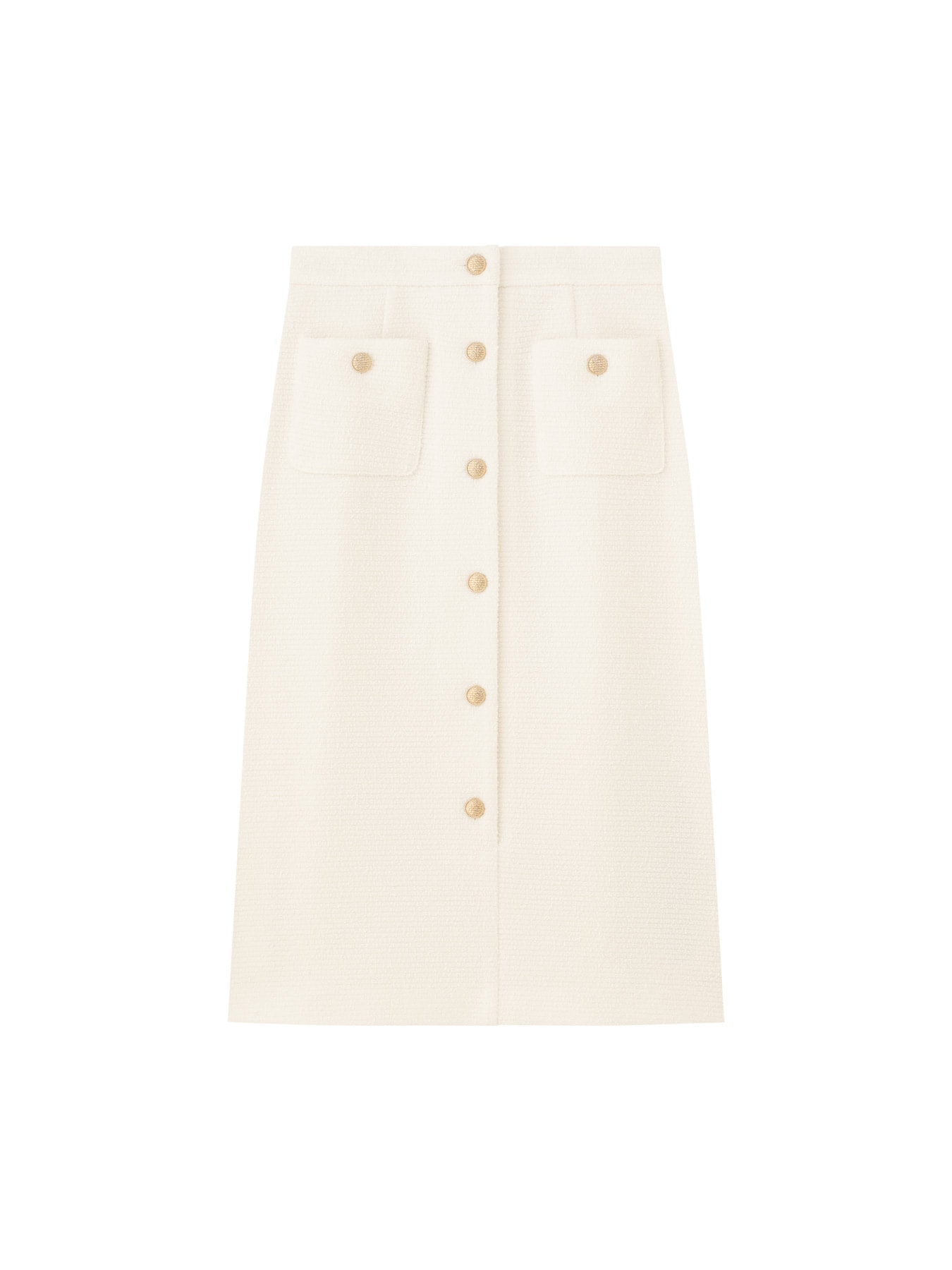 ゴールドボタンニットツイードスカート