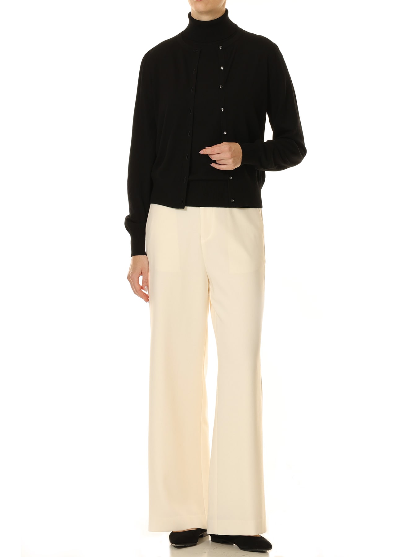 クルーネックウールニットカーディガン