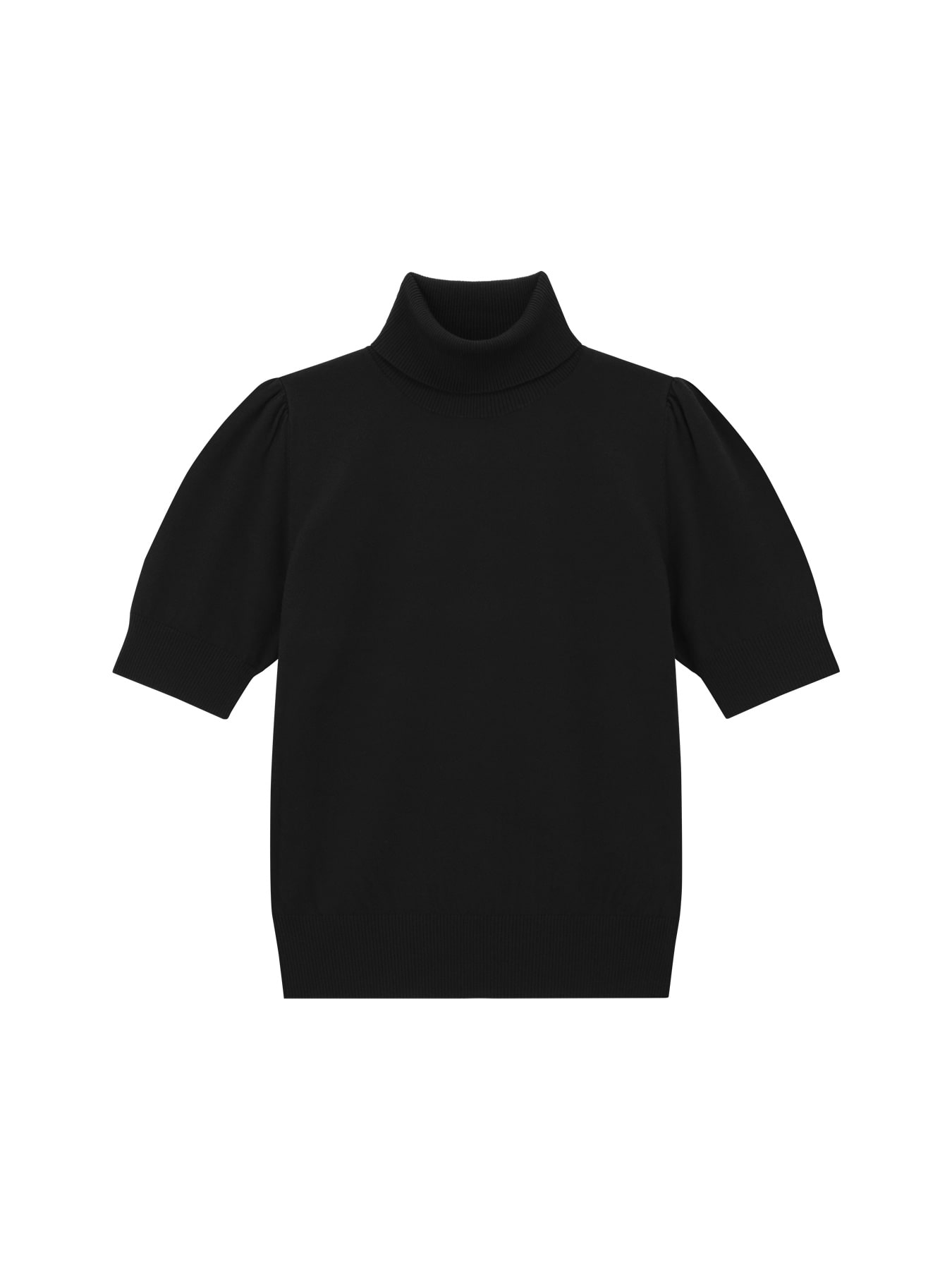 タートルネック半袖ニットプルオーバー