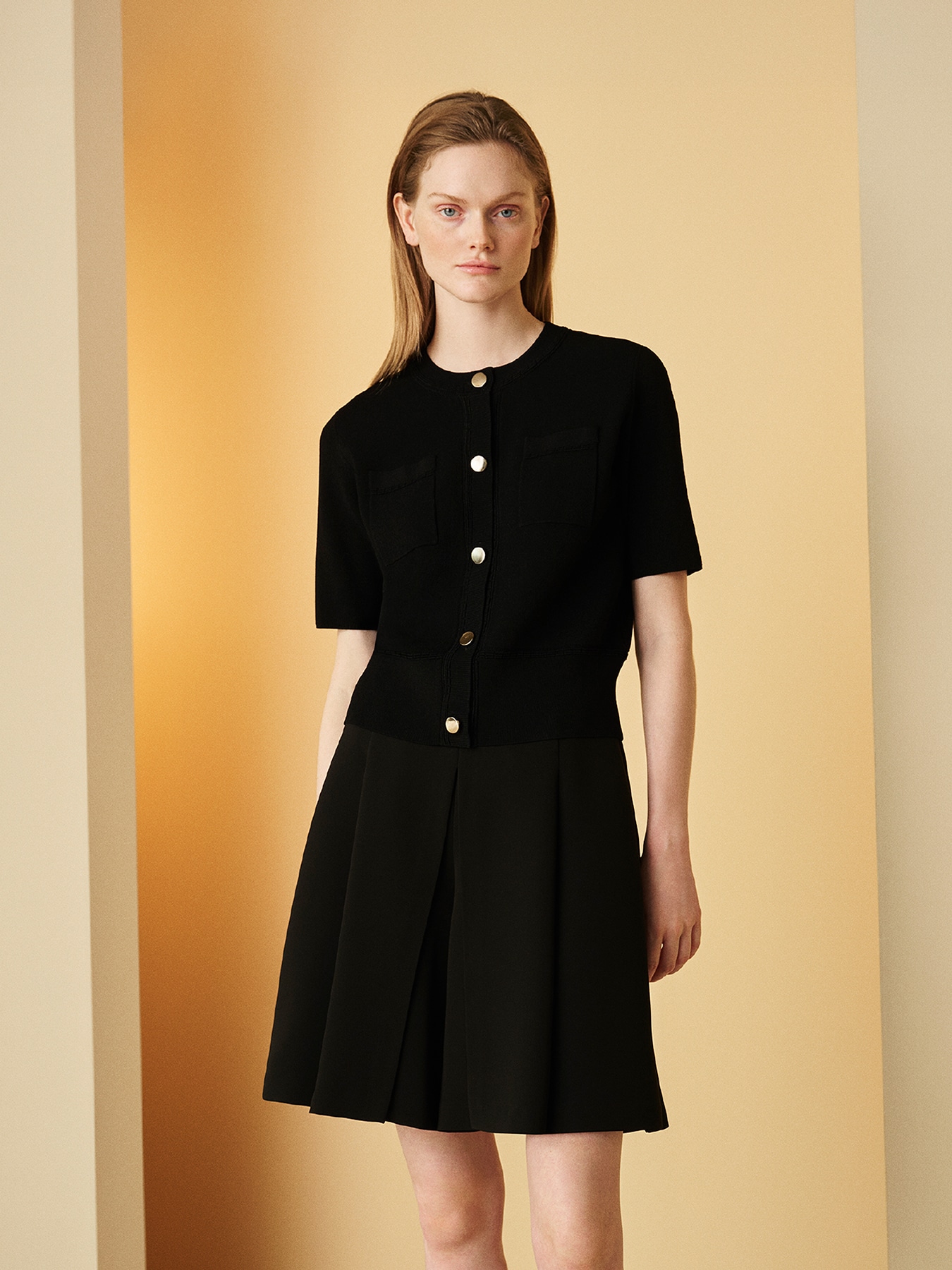 メタルボタンUVカットニットカーディガン