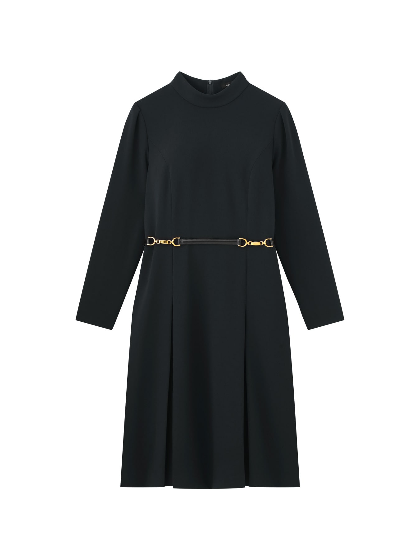ダブルクロスベルト付ハイネックワンピース