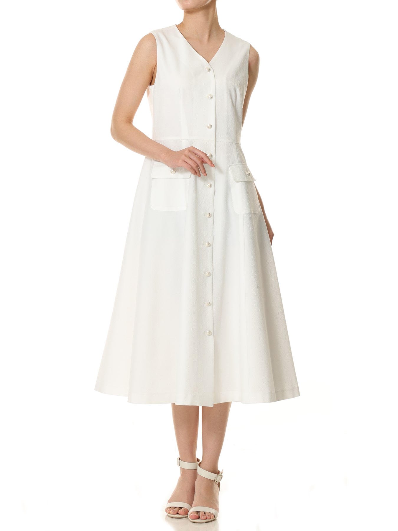 サッカーストレッチメタルボタンワンピース