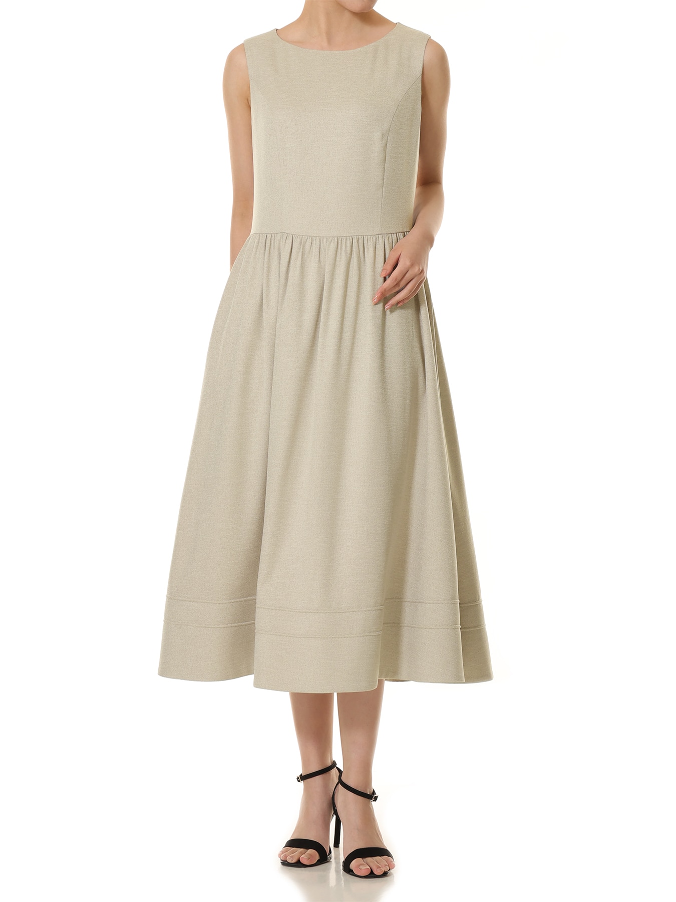 リネンライクノースリーブワンピース