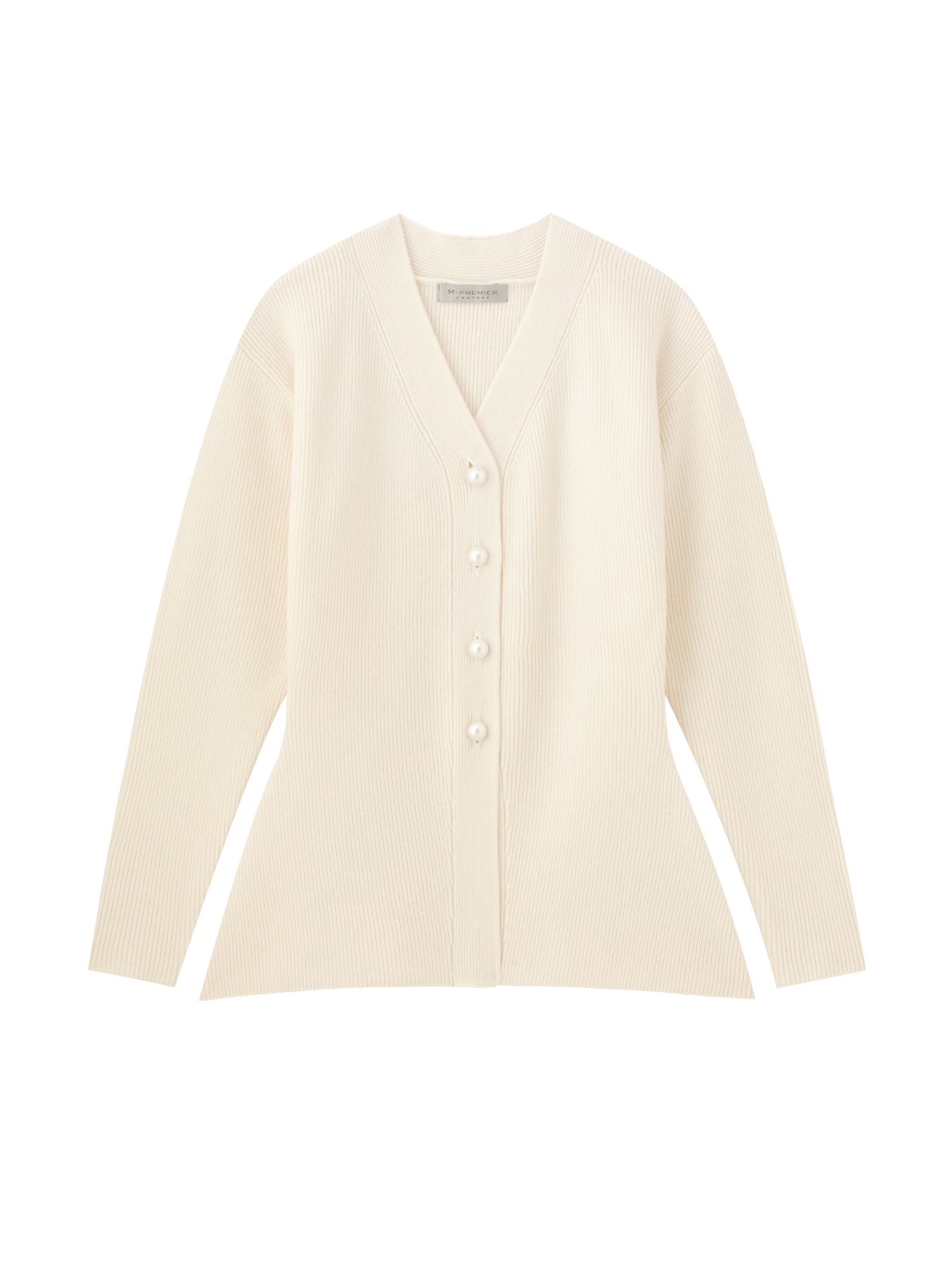 パールボタンペプラムニットカーディガン