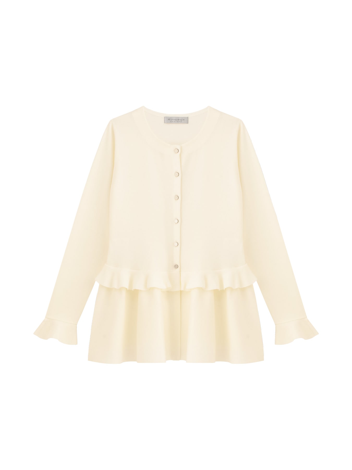 フリルデザインペプラムニット