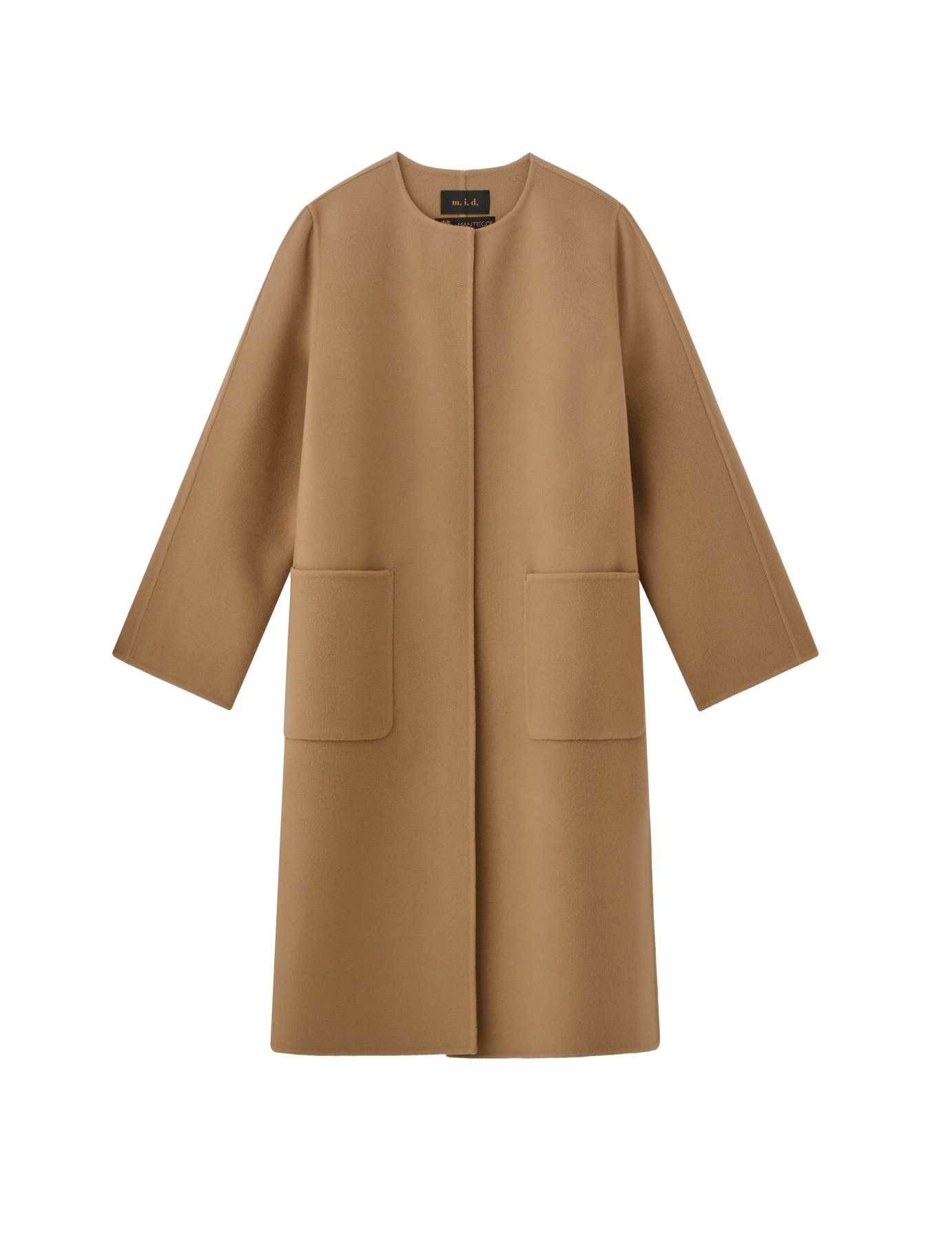 ノーカラーリバーロングコート