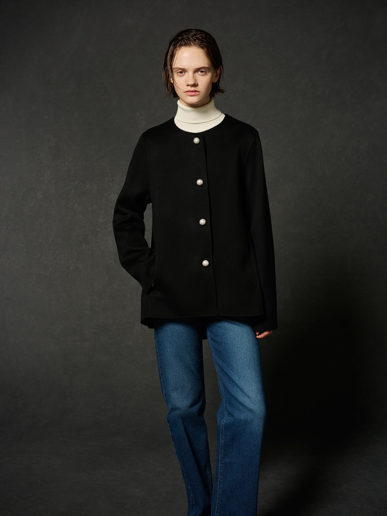 ラムウールリバーフレアショートコート