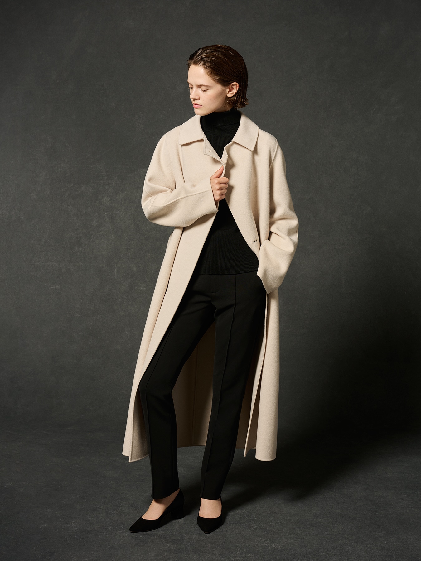 Super120'sベルテッドロングコート