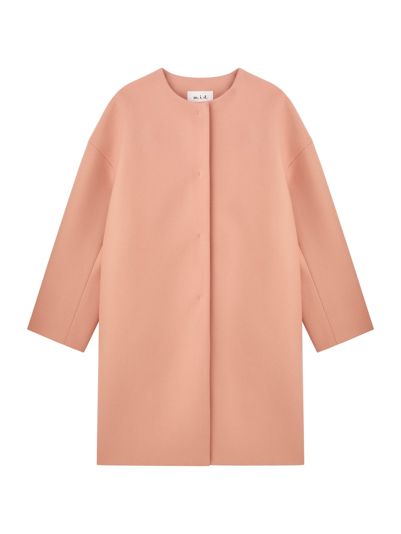 ラムメルトンノーカラーミドルコート