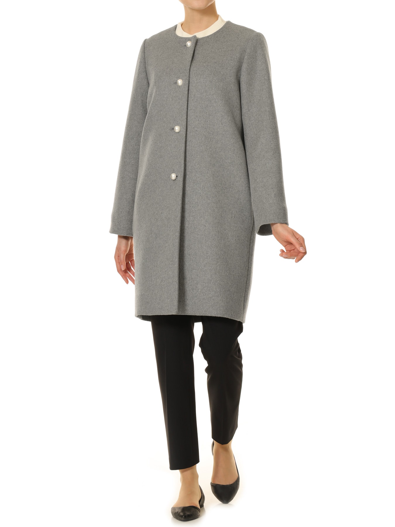 ウールカシミヤパールボタンミドルコート