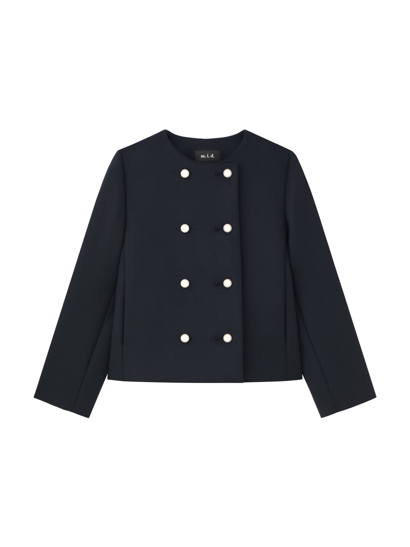 ショートビーバーパールボタンノーカラーコート