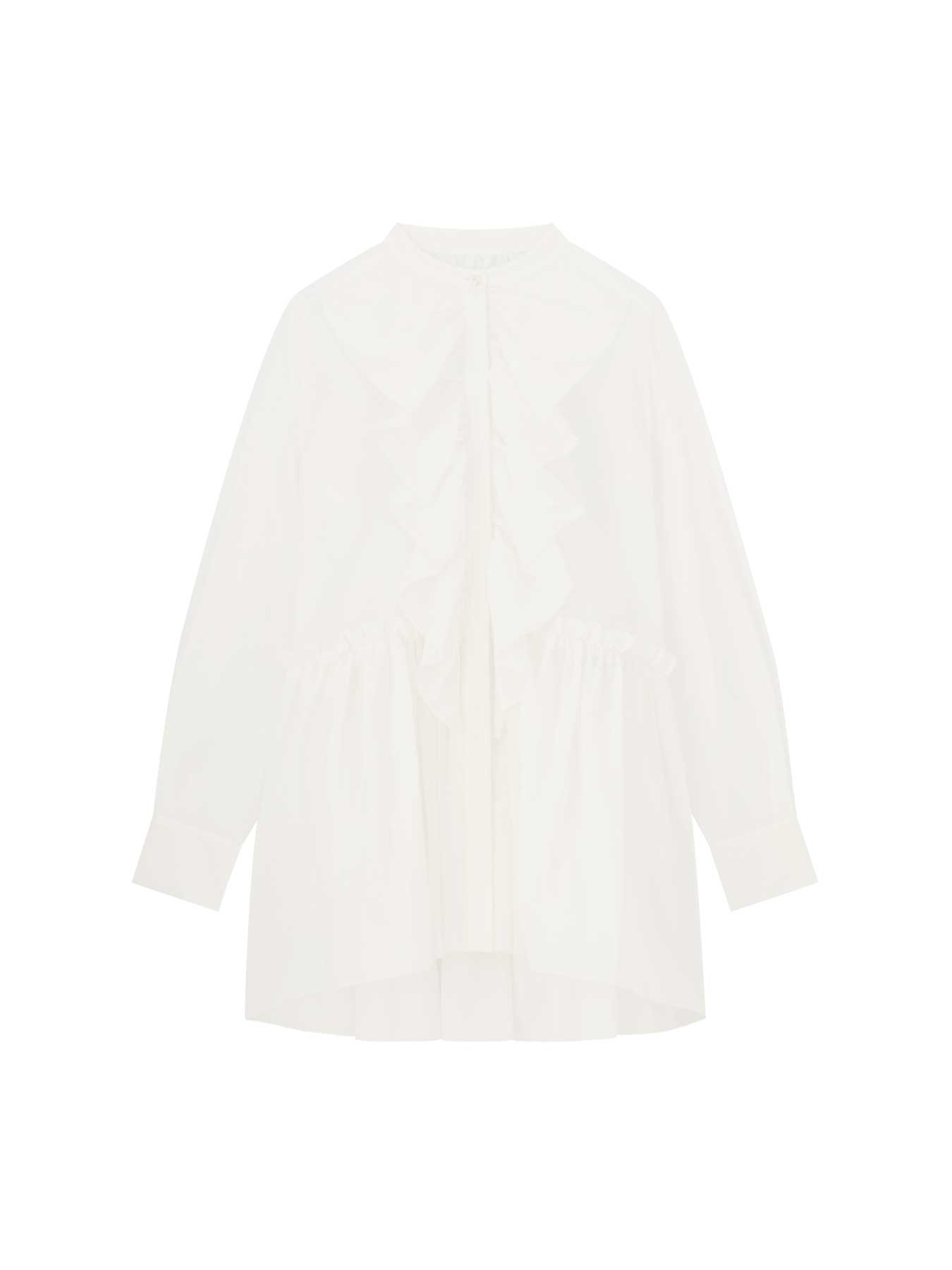 シルクブレンドシアーフリルブラウス