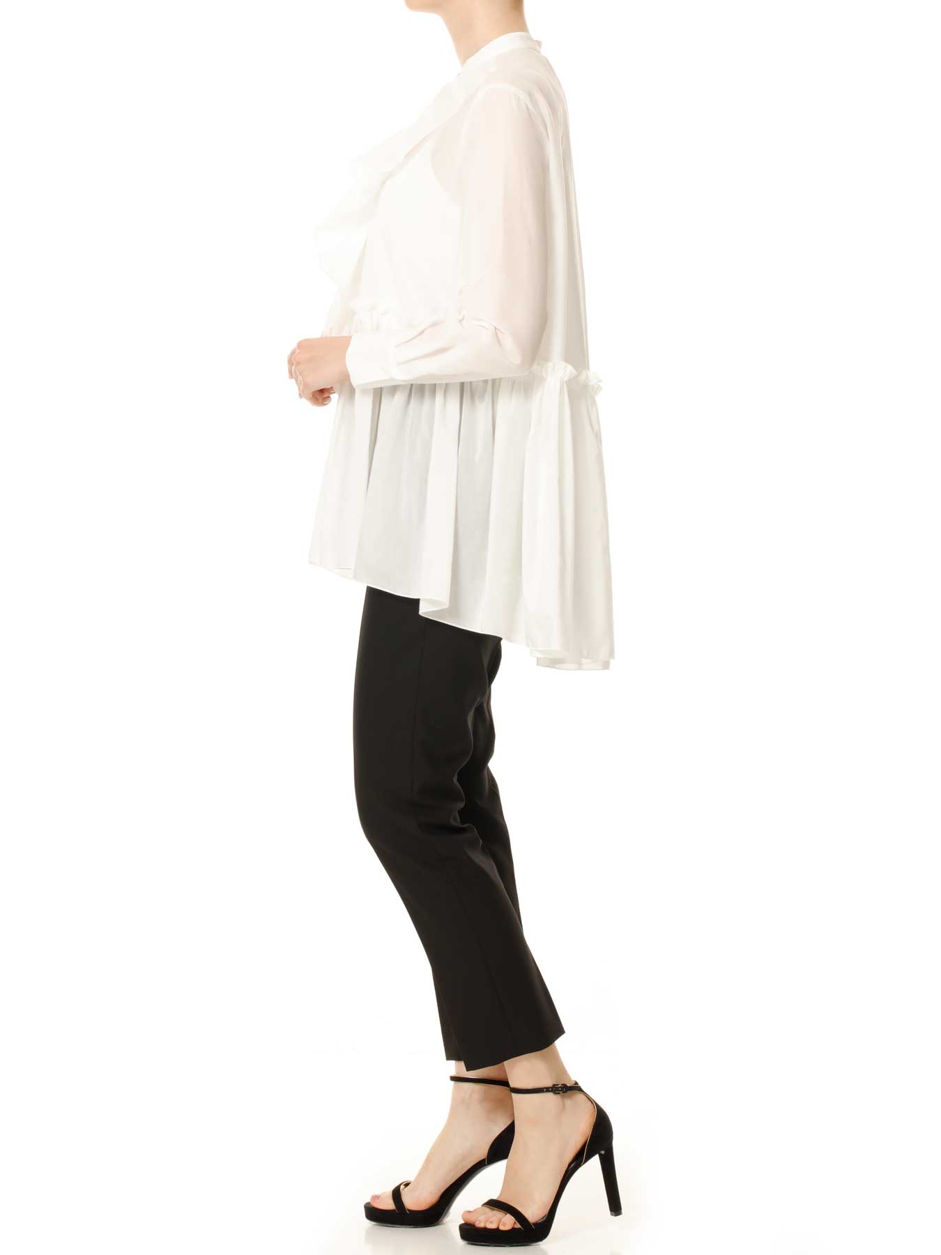 シルクブレンドシアーフリルブラウス