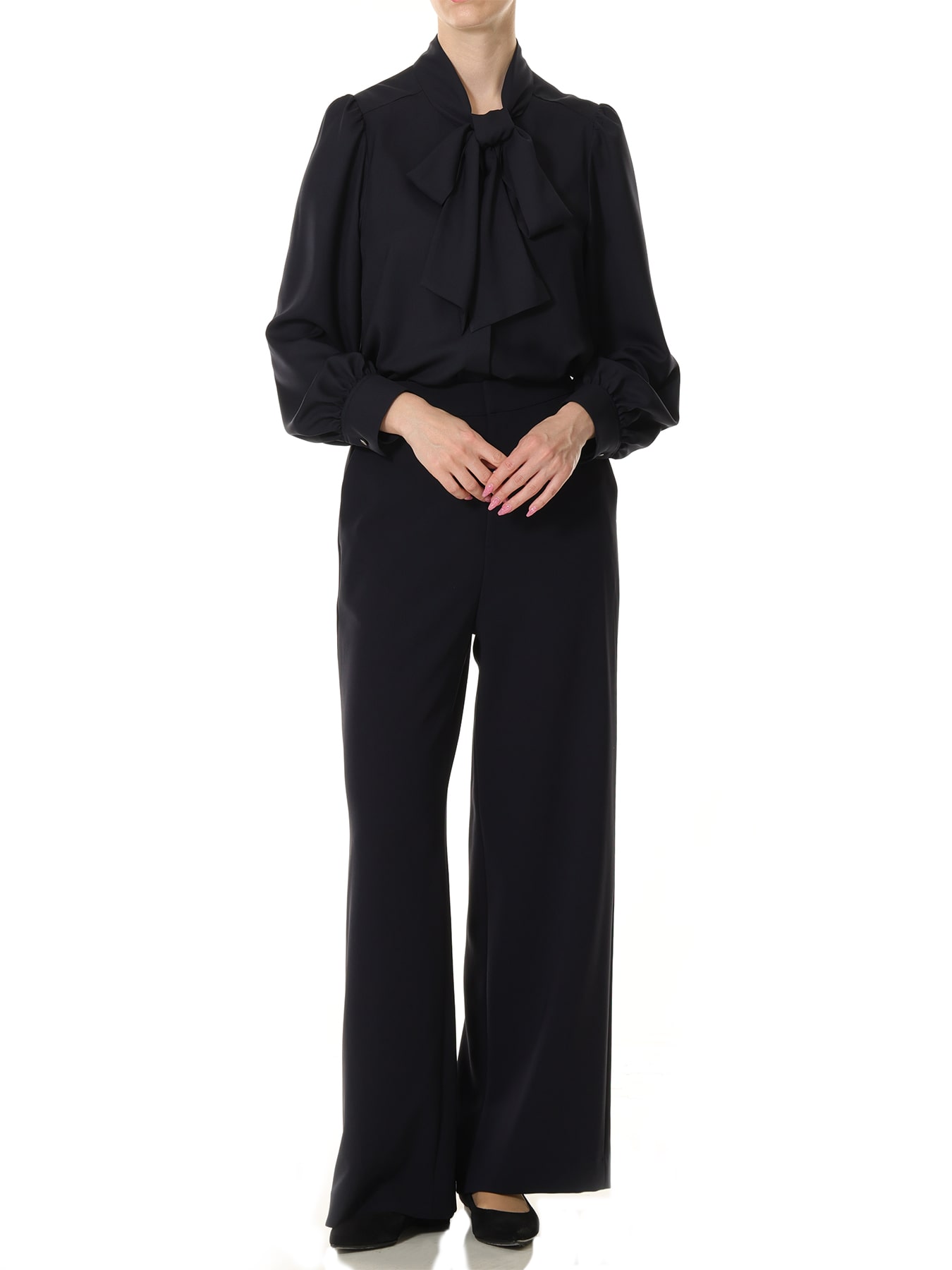 ボウタイギャザースリーブブラウス