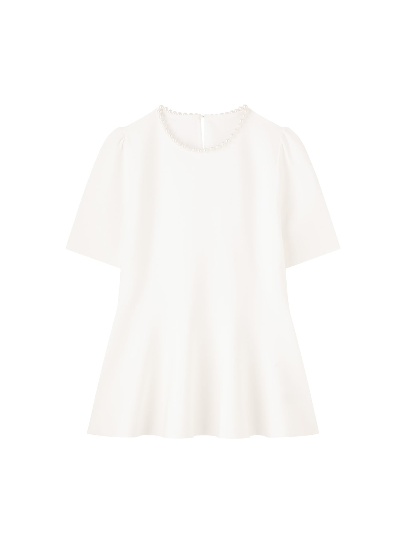 パールネックラインペプラムニットプルオーバー